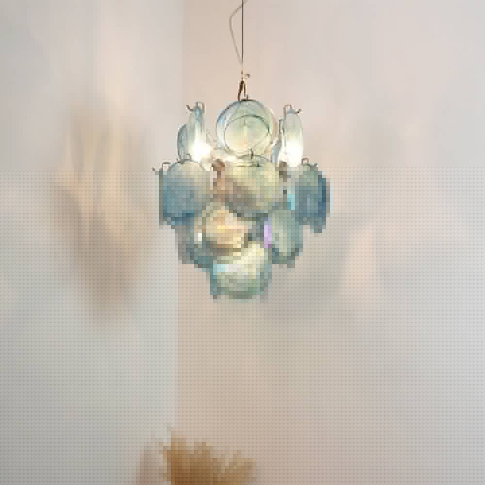 Aurora Chandelier Blue Murano Glass Disc Vintage - Neutralighting