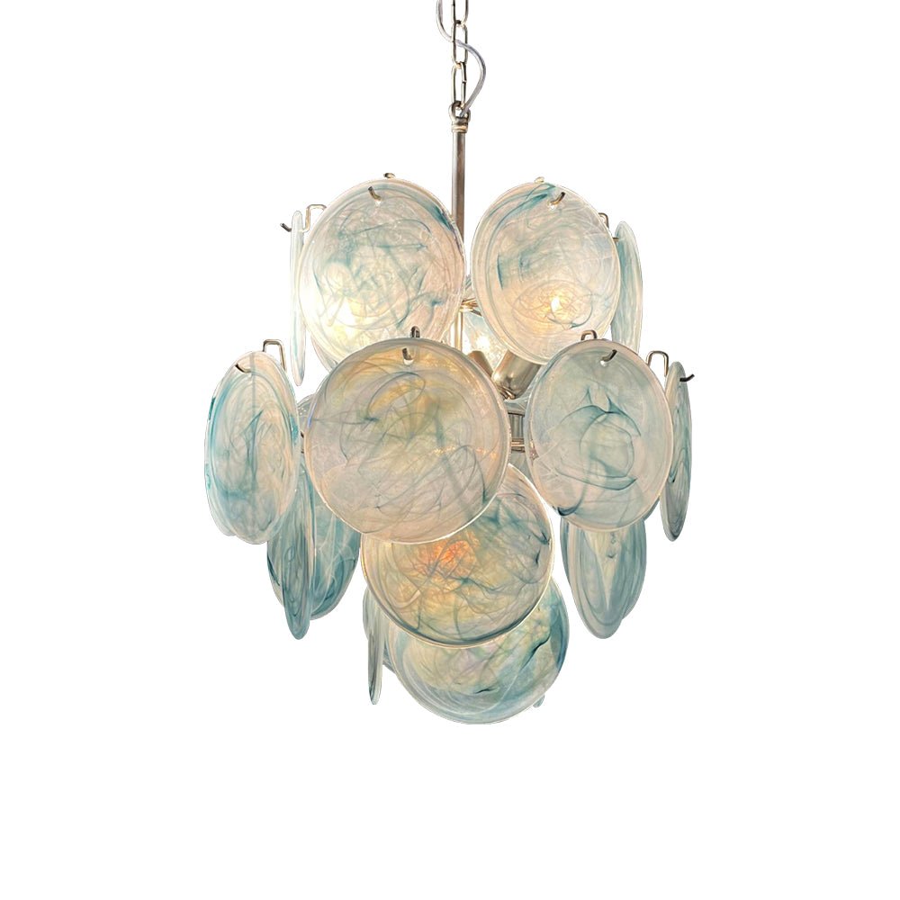 Aurora Chandelier Blue Murano Glass Disc Vintage - Neutralighting