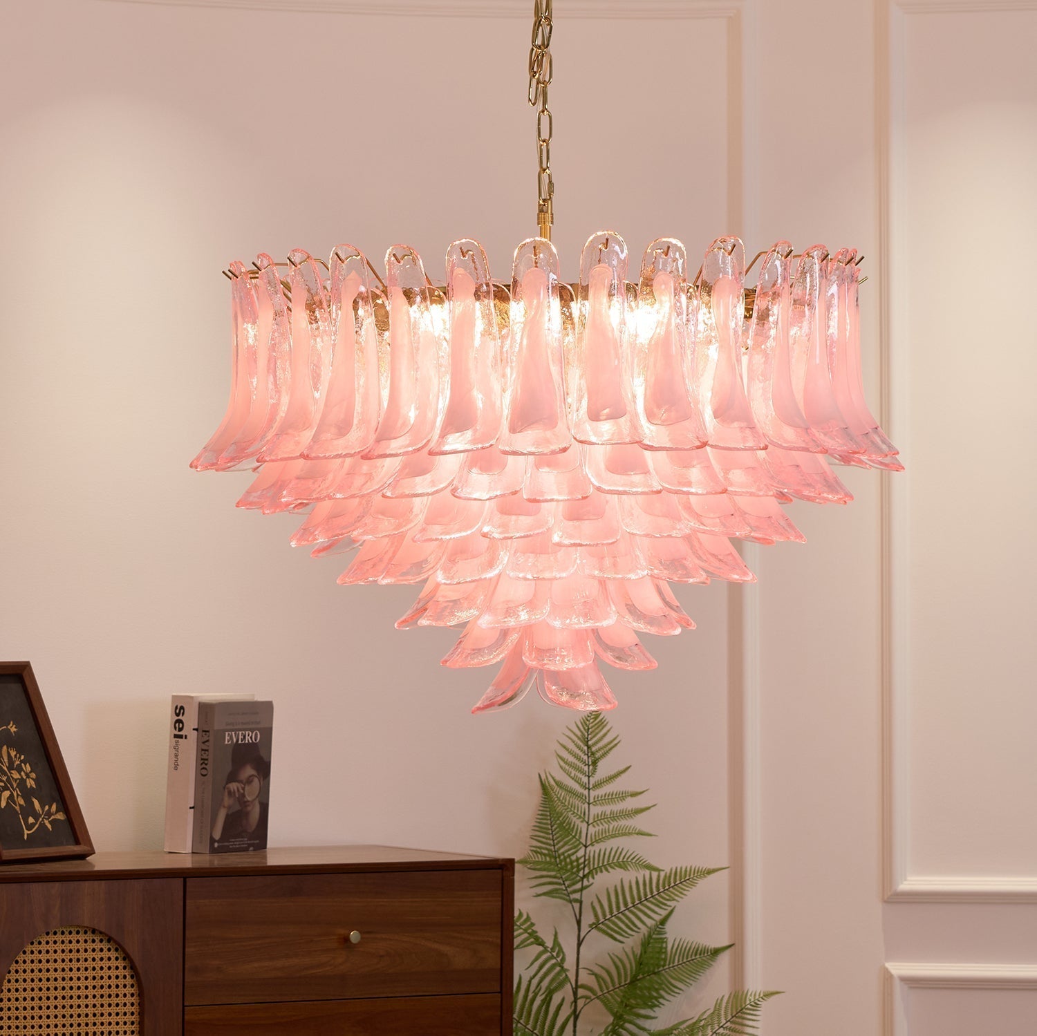 Aurora Chandelier Blush Pink Murano Glass Petals Elegant - Neutralighting