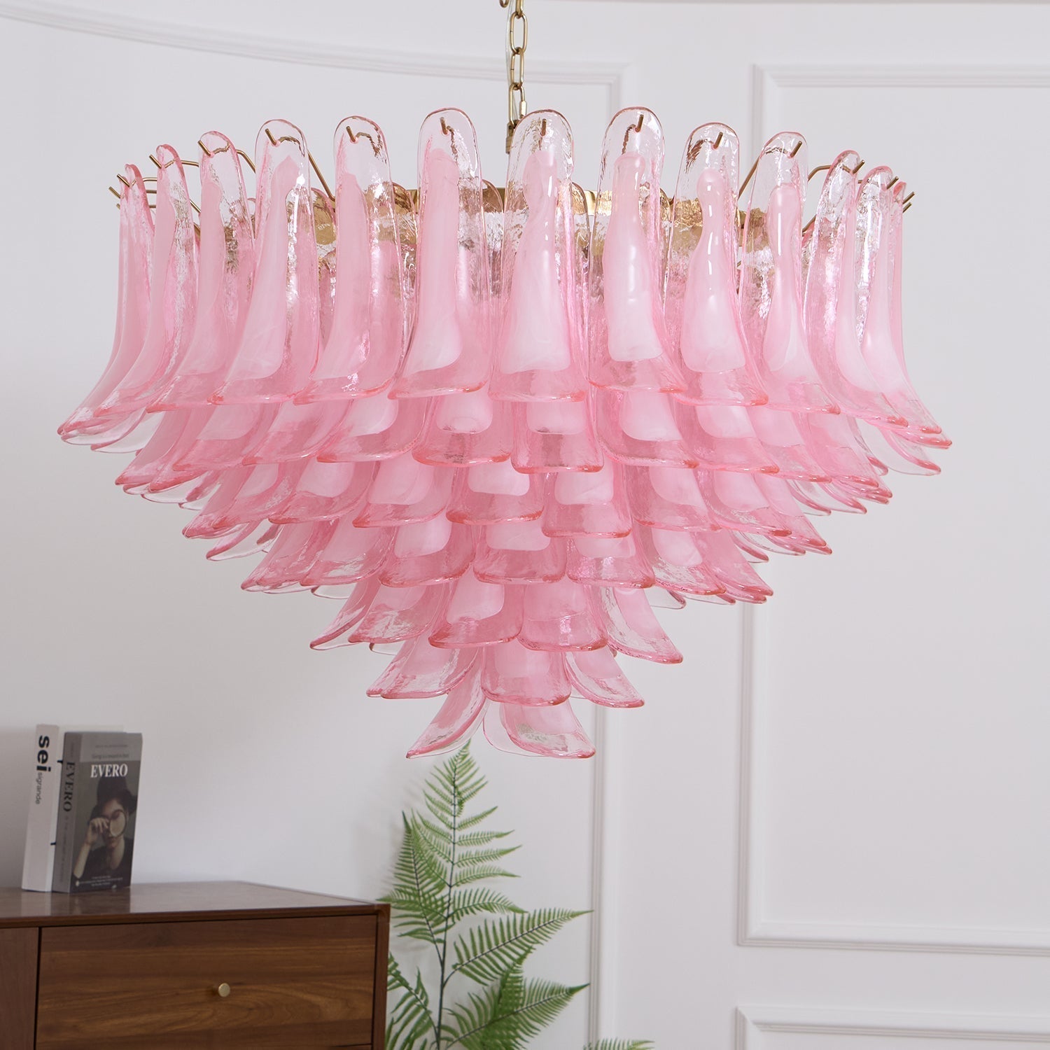 Aurora Chandelier Blush Pink Murano Glass Petals Elegant - Neutralighting