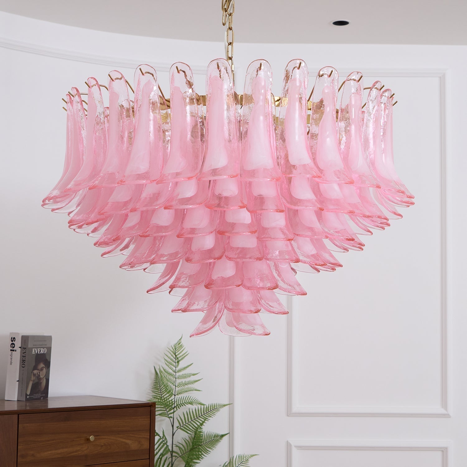 Aurora Chandelier Blush Pink Murano Glass Petals Elegant - Neutralighting