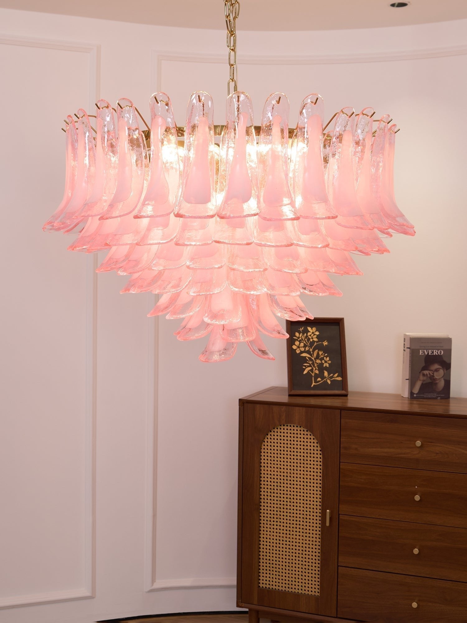 Aurora Chandelier Blush Pink Murano Glass Petals Elegant - Neutralighting