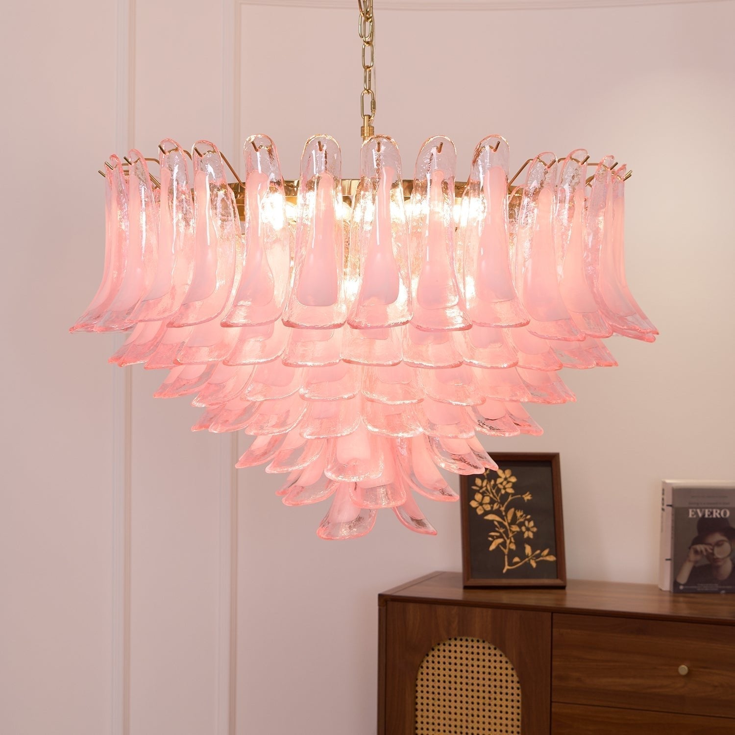 Aurora Chandelier Blush Pink Murano Glass Petals Elegant - Neutralighting