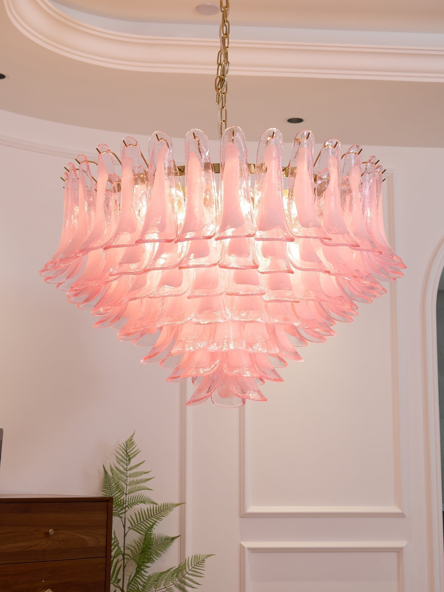 Aurora Chandelier Blush Pink Murano Glass Petals Elegant - Neutralighting
