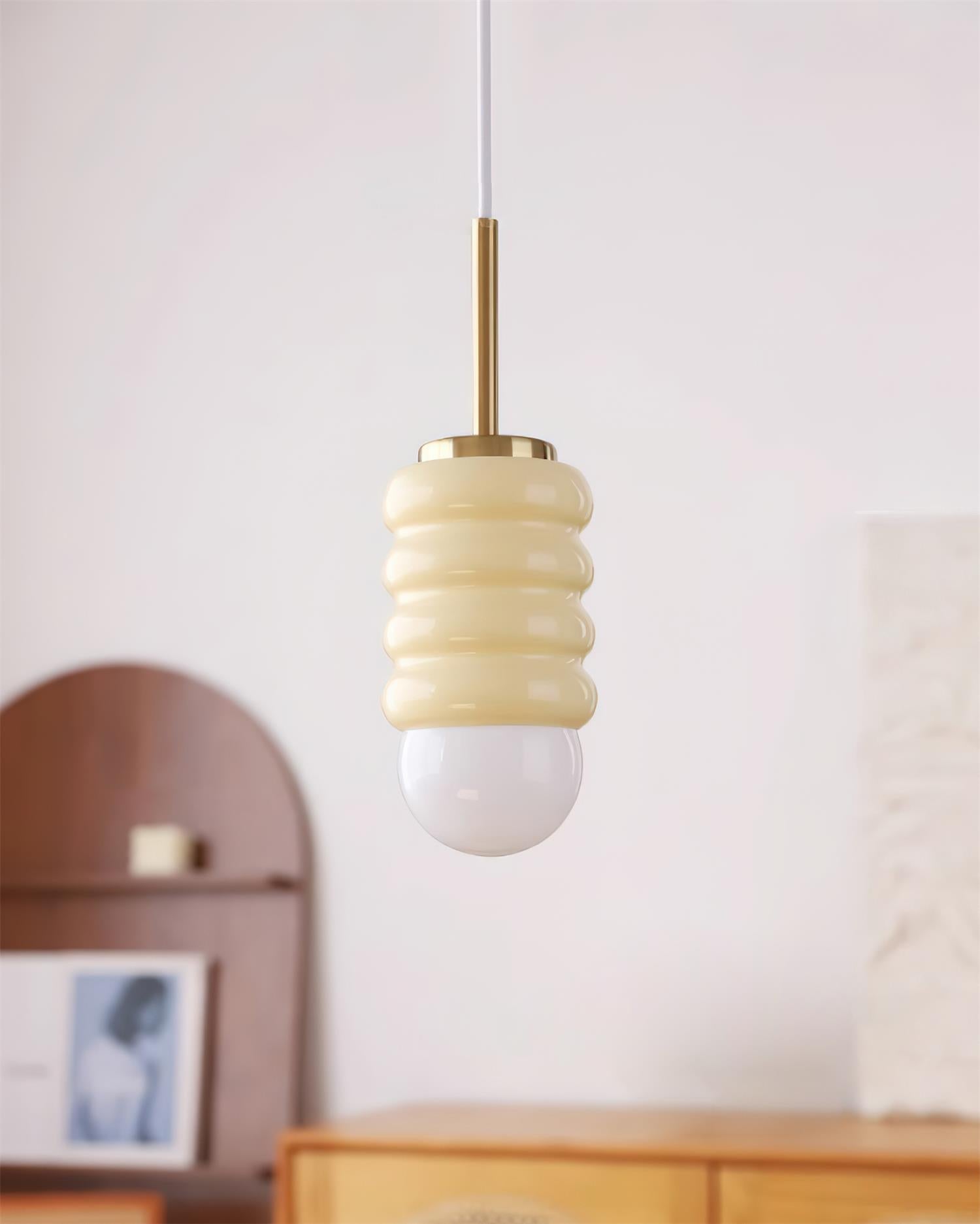 Pendelleuchte Gerippte Keramik Midcentury-Letslighting