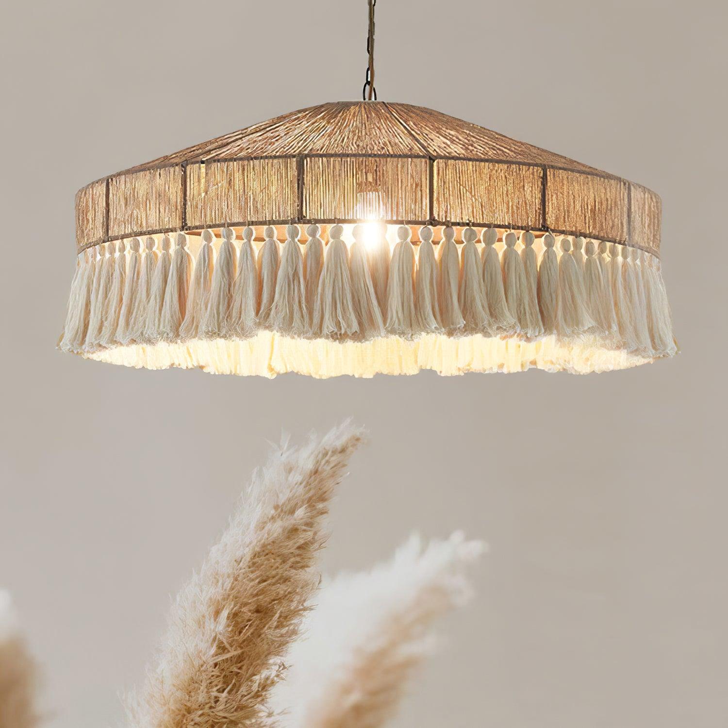 Duvia Kronleuchter Boho Quaste Naturfaser Pendelleuchte-Letslighting