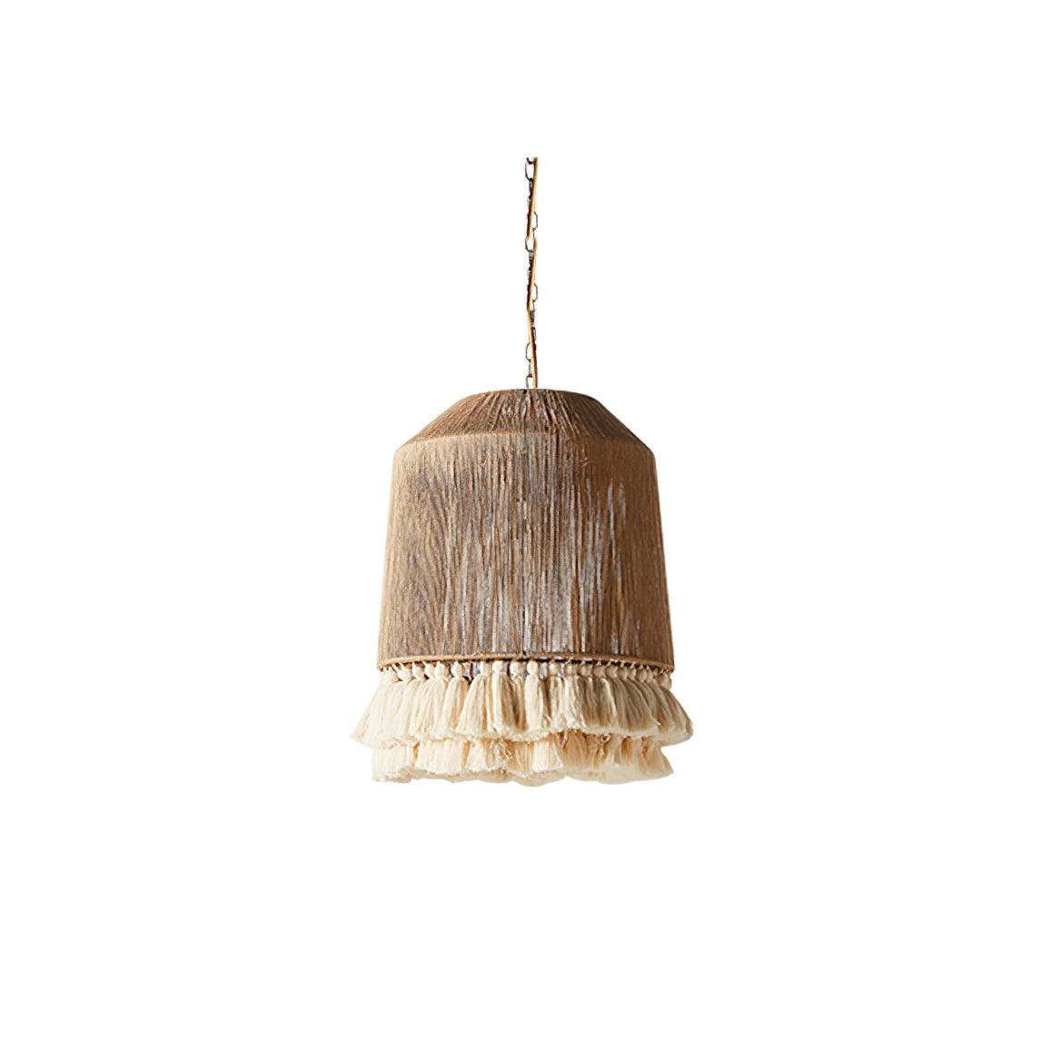 Pendant Lamp Cotton Yarn Shade Ruffled Fringe Boho Handmade-Letslighting