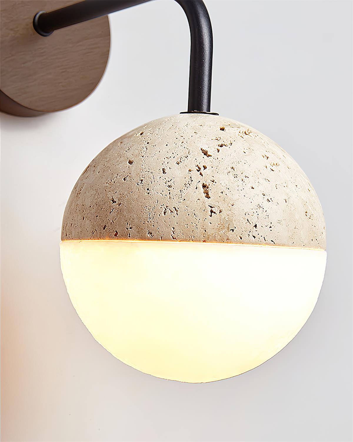 Ritta Wall Lamp Travertine & Acrylic Hemisphere - Letslighting