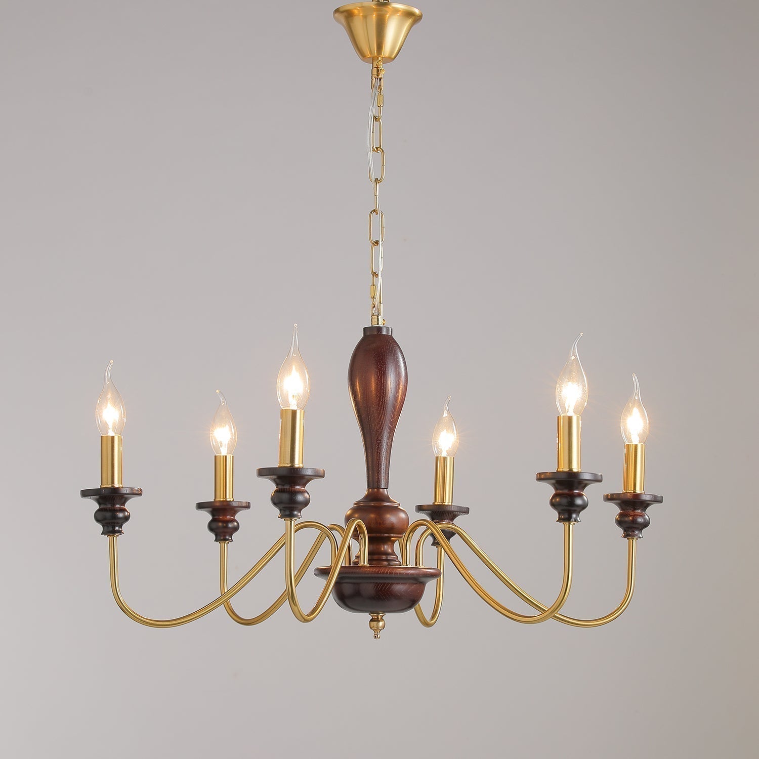 Ilvenan Traditioneller Eleganter Kronleuchter aus Vintage-Holz-Letslighting