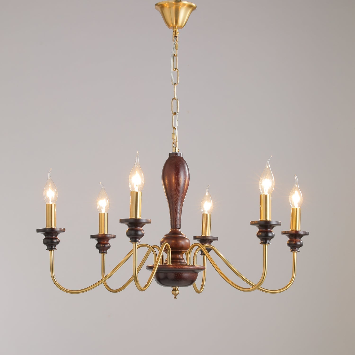 Ilvenan Traditioneller Eleganter Kronleuchter aus Vintage-Holz-Letslighting