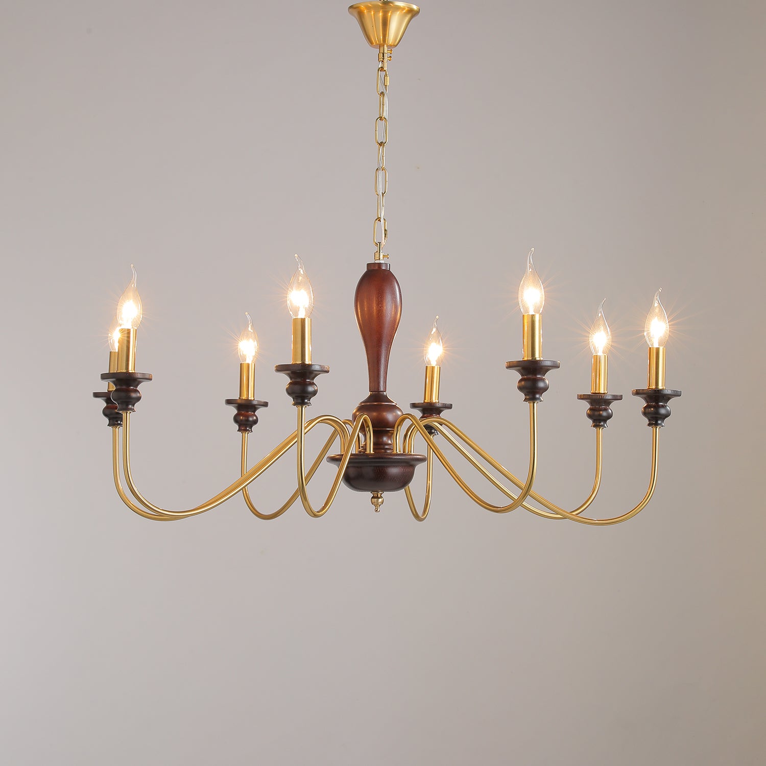Ilvenan Traditioneller Eleganter Kronleuchter aus Vintage-Holz-Letslighting