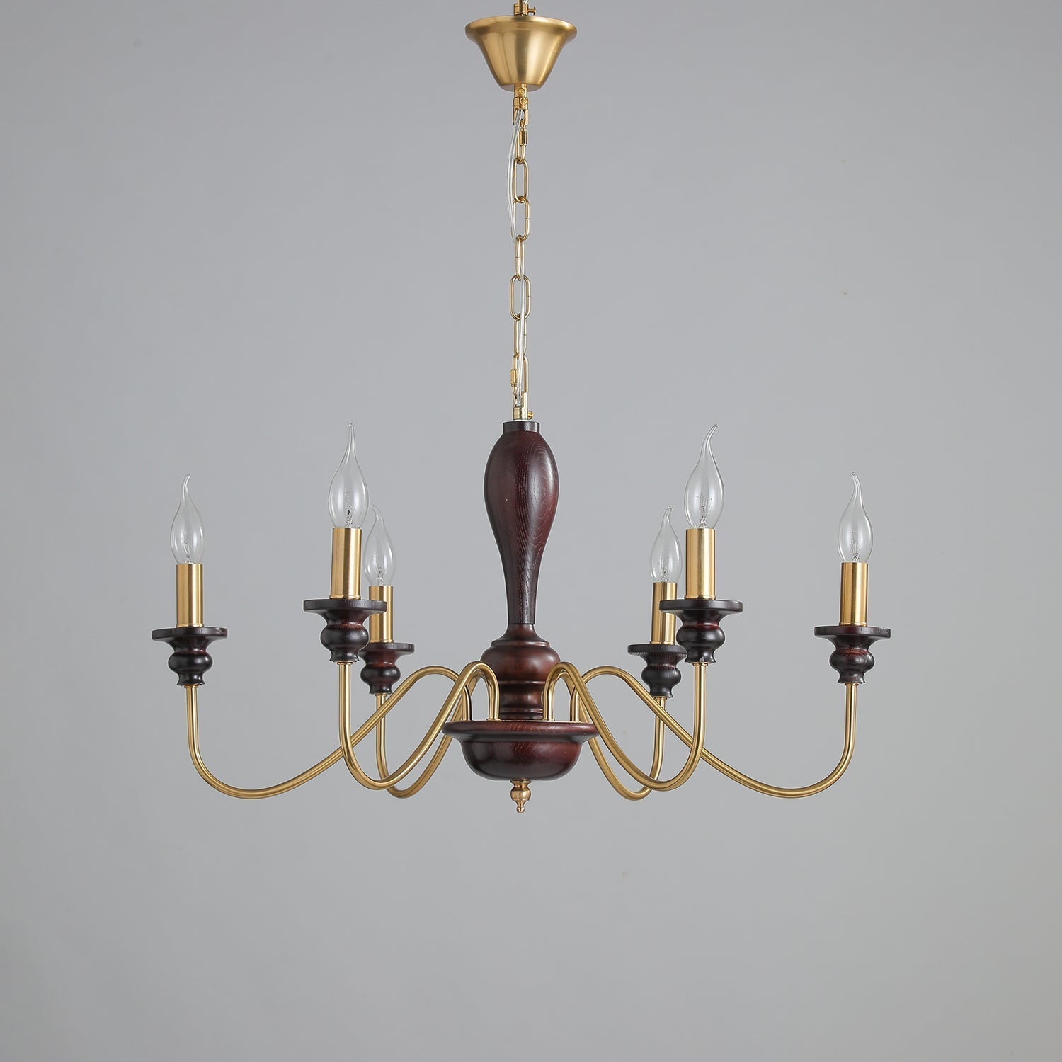 Ilvenan Traditioneller Eleganter Kronleuchter aus Vintage-Holz-Letslighting