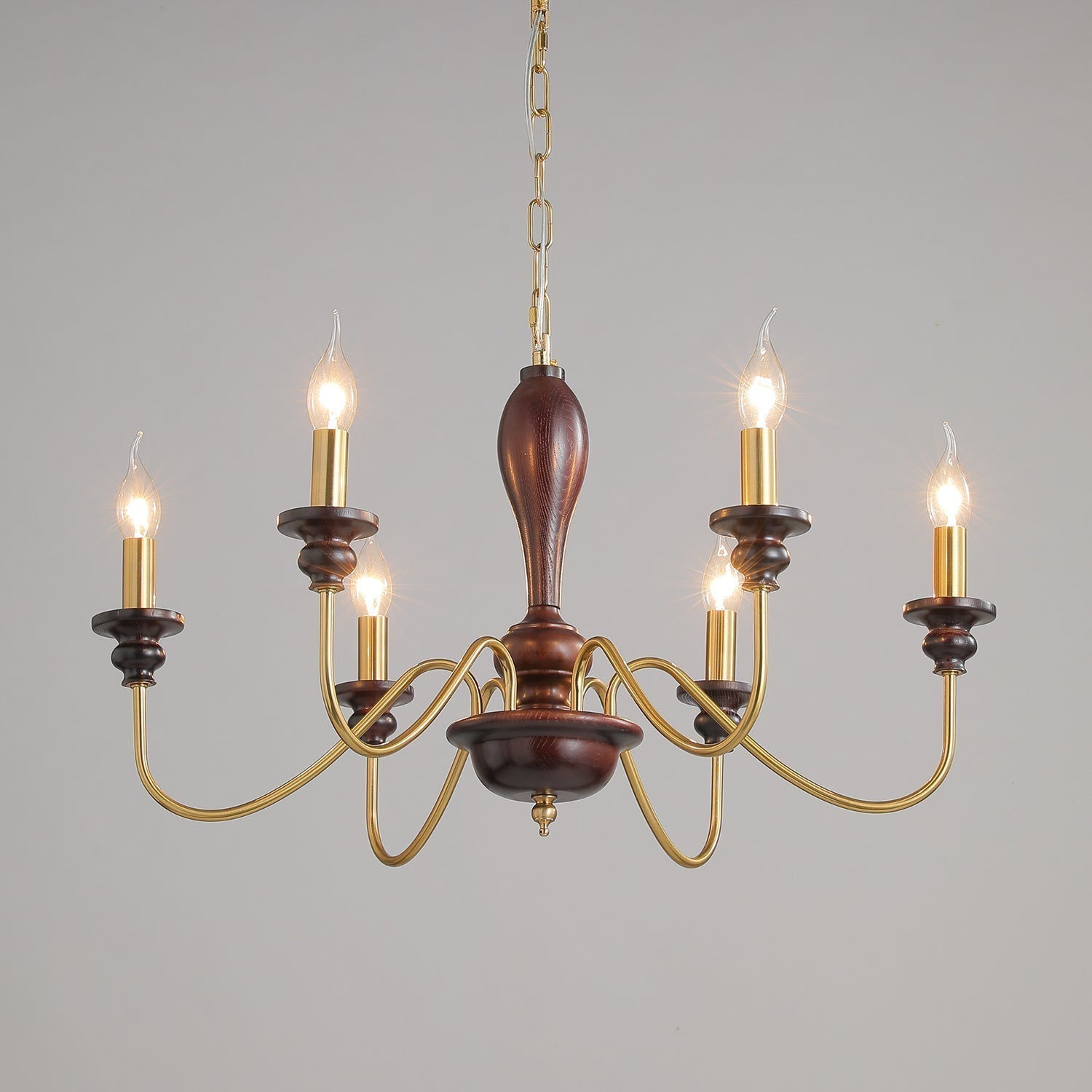 Ilvenan Traditioneller Eleganter Kronleuchter aus Vintage-Holz-Letslighting