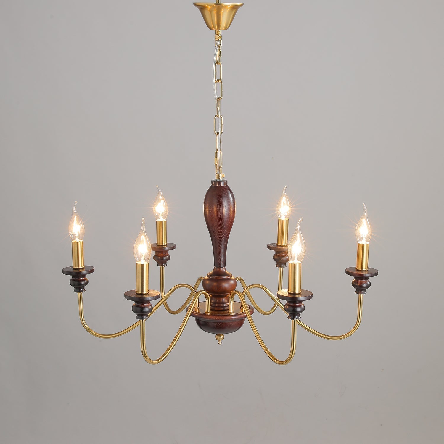 Ilvenan Traditioneller Eleganter Kronleuchter aus Vintage-Holz-Letslighting