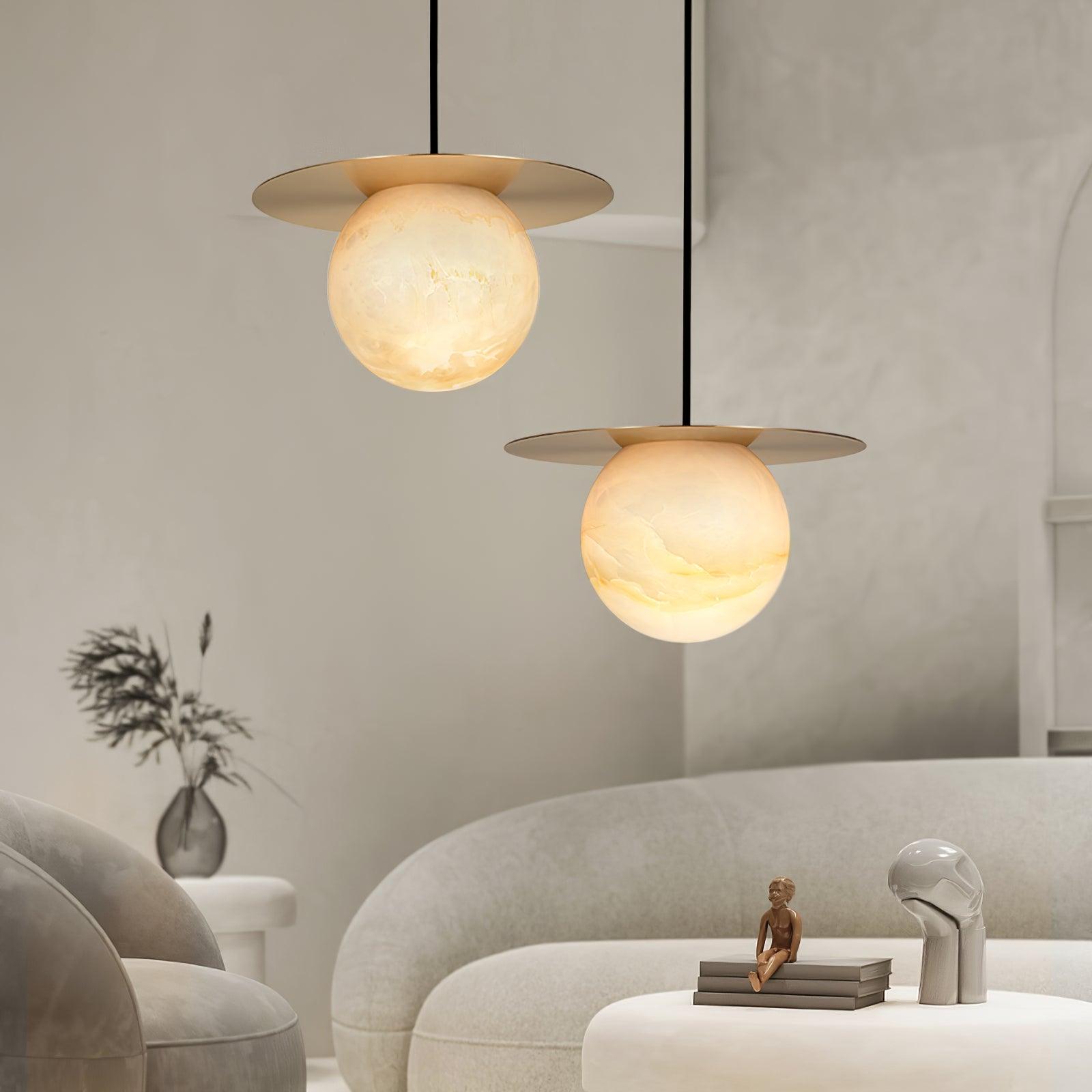 Nyvelyra Sphere Alabaster Pendant Light - Neutralighting
