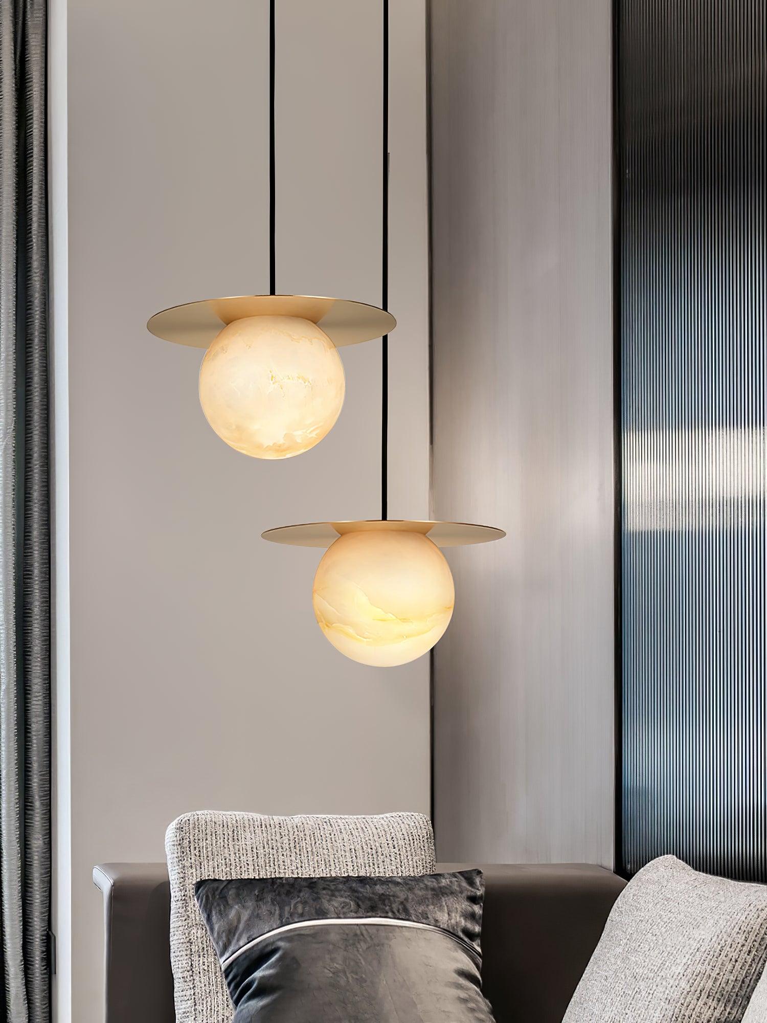 Nyvelyra Sphere Alabaster Pendant Light - Neutralighting