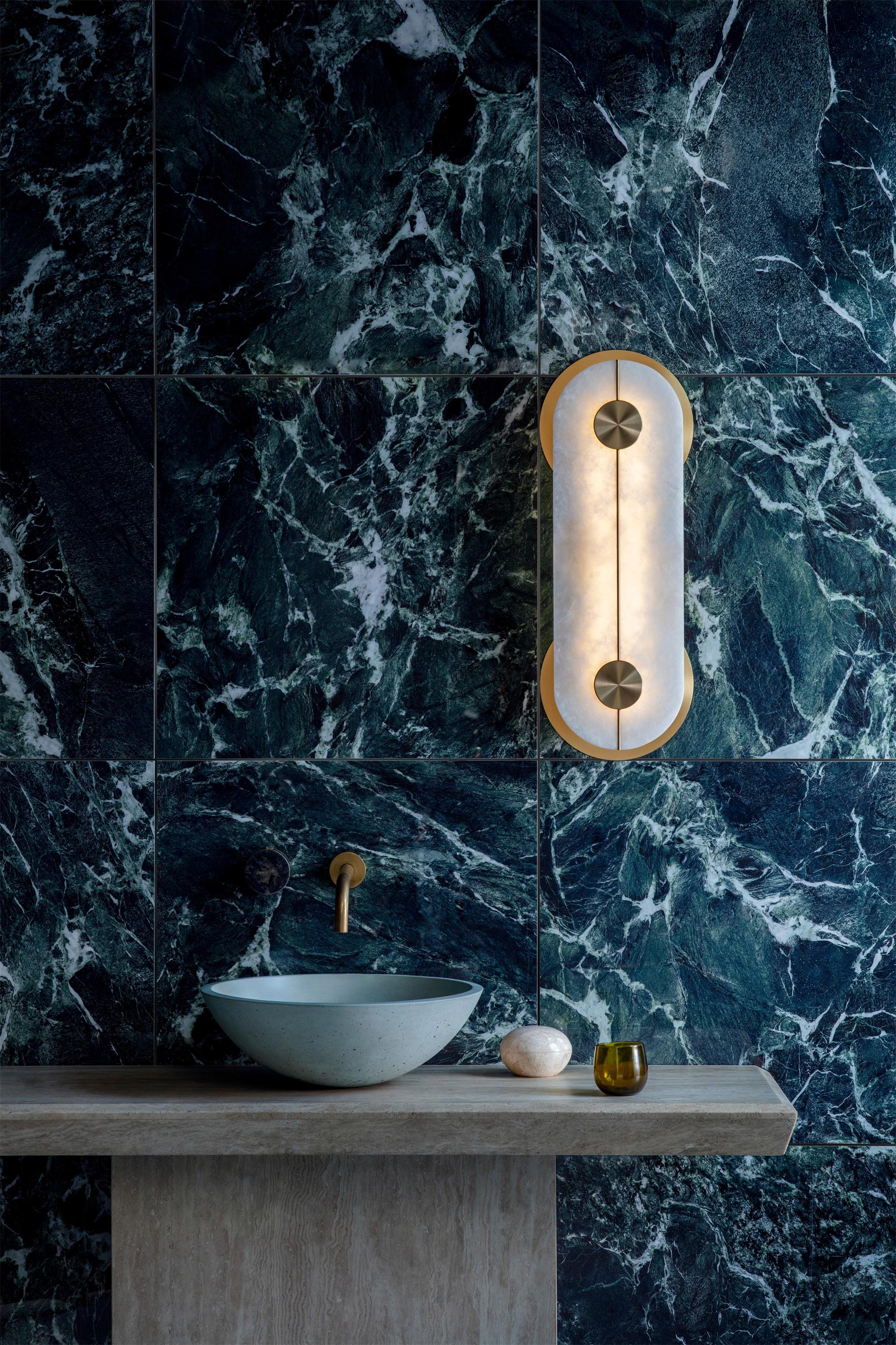 Auriel Modern Minimalist Brass Alabaster Wall Lamp - Letslighting