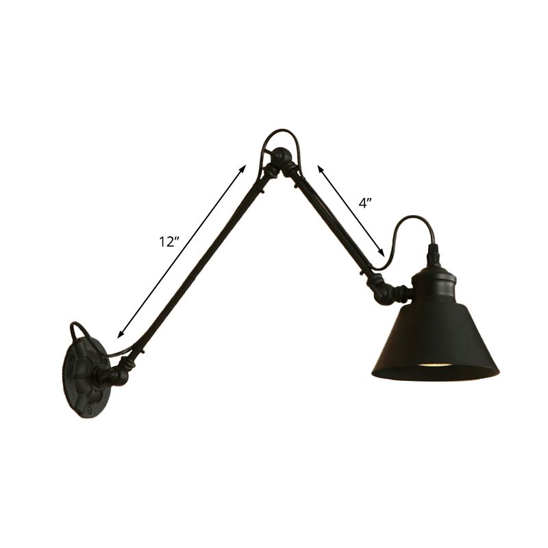 Silva Modern Konische Wandleuchte Schwarz, Wohnzimmer, Metall