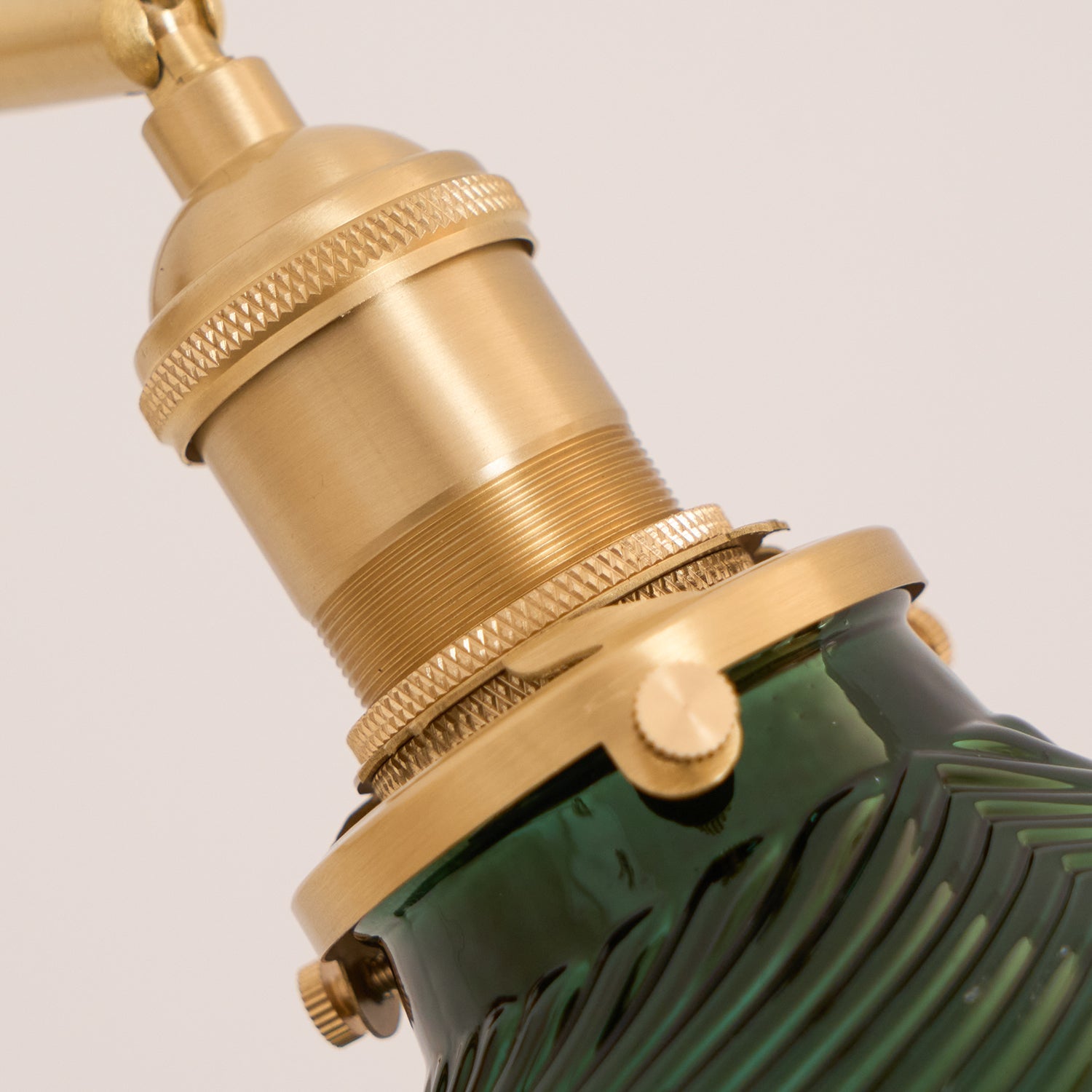 Emeric Adjustable Swing Arm Wall Lamp with Green Glass Shade - Letslighting