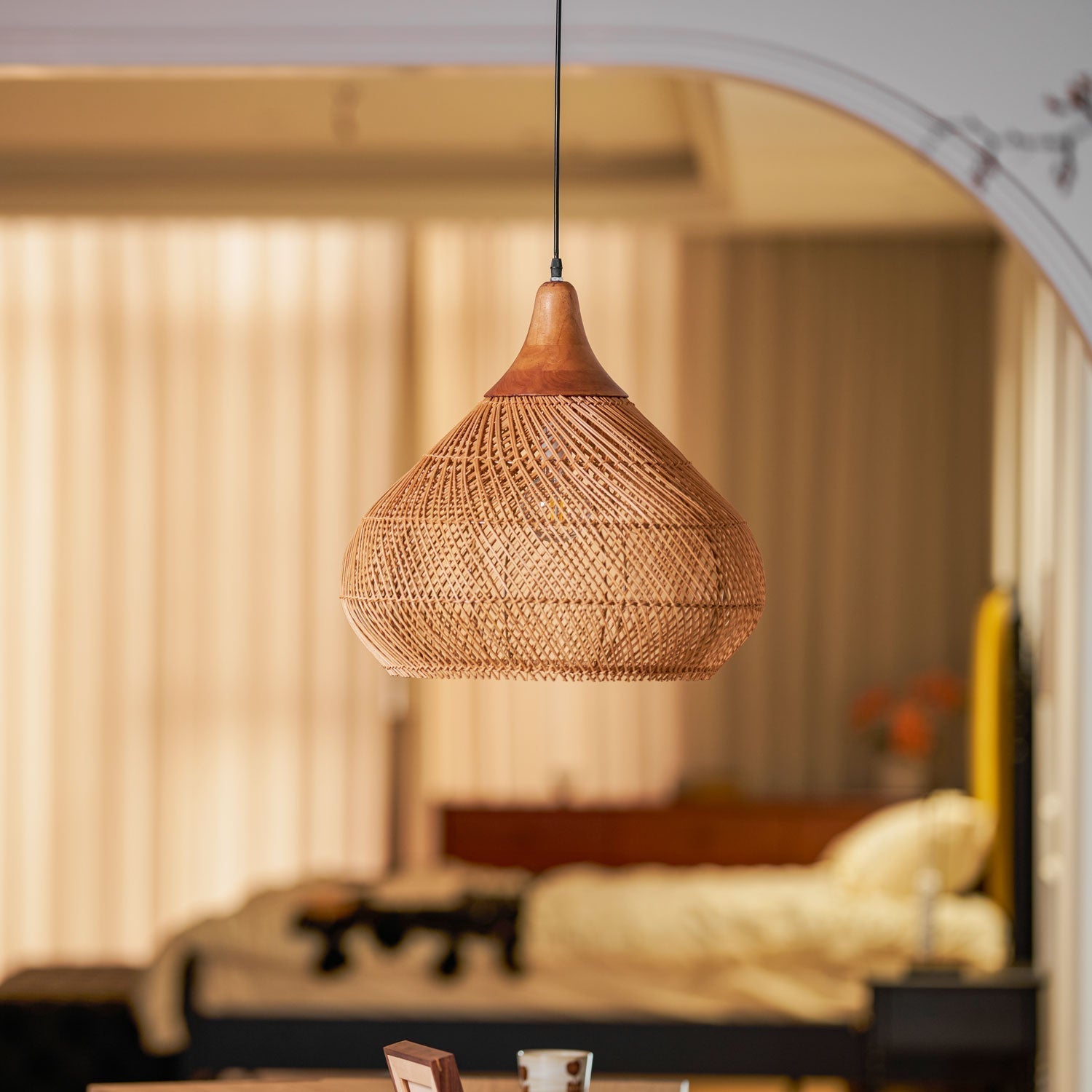Solavn Rattanholz Pendelleuchte-Letslighting