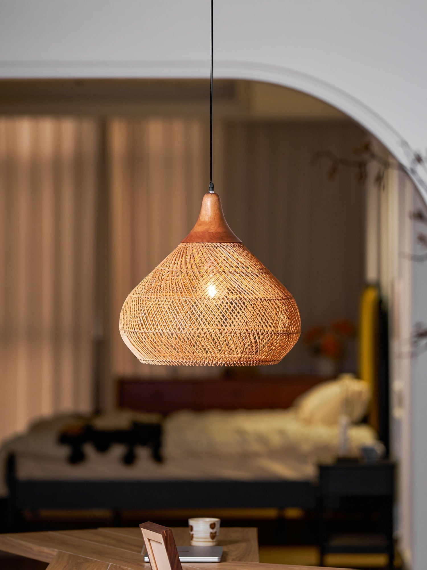 Solavn Rattanholz Pendelleuchte-Letslighting