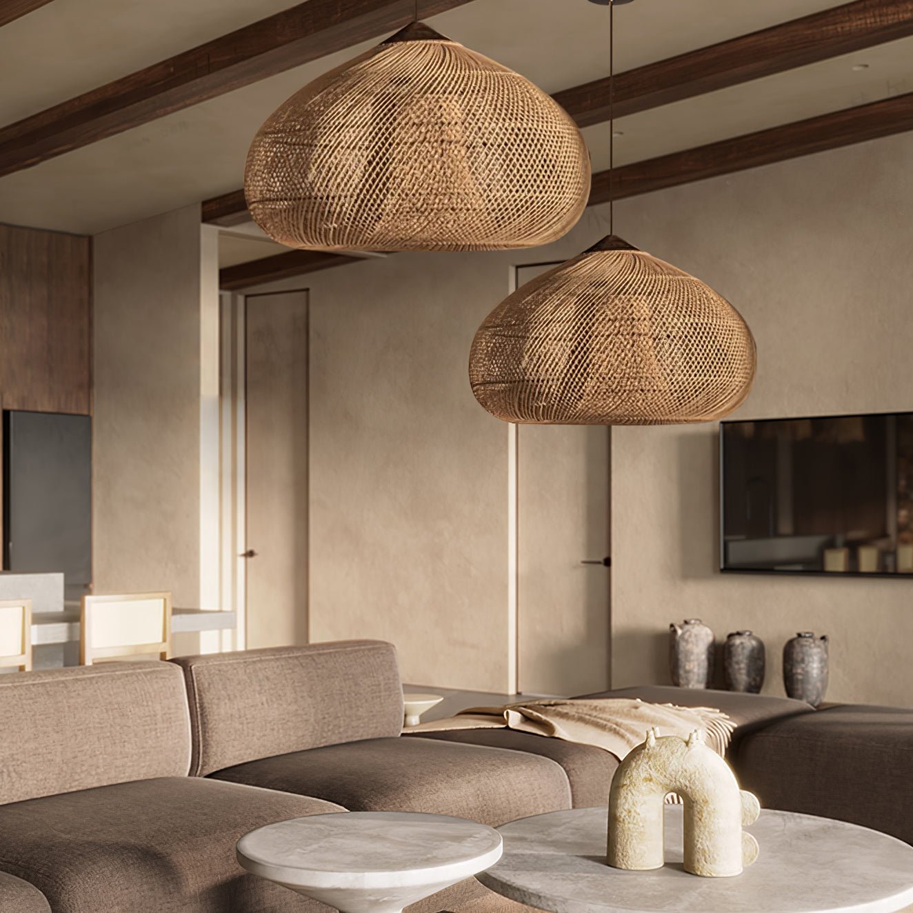 Solavn Rattanholz Pendelleuchte-Letslighting