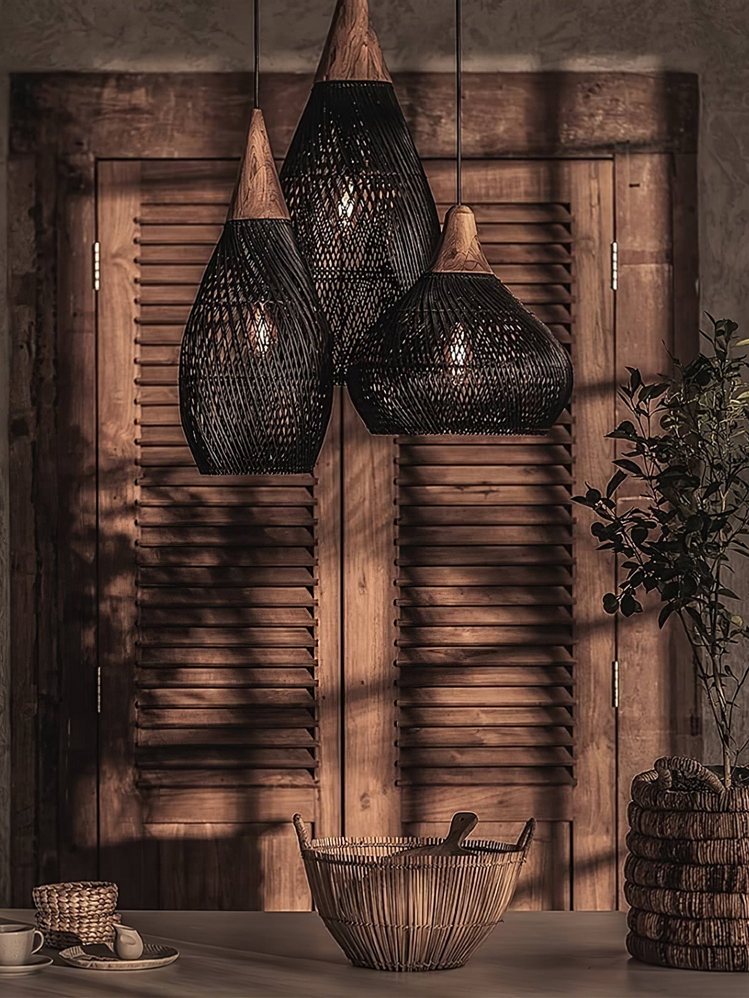 Solavn Rattanholz Pendelleuchte-Letslighting