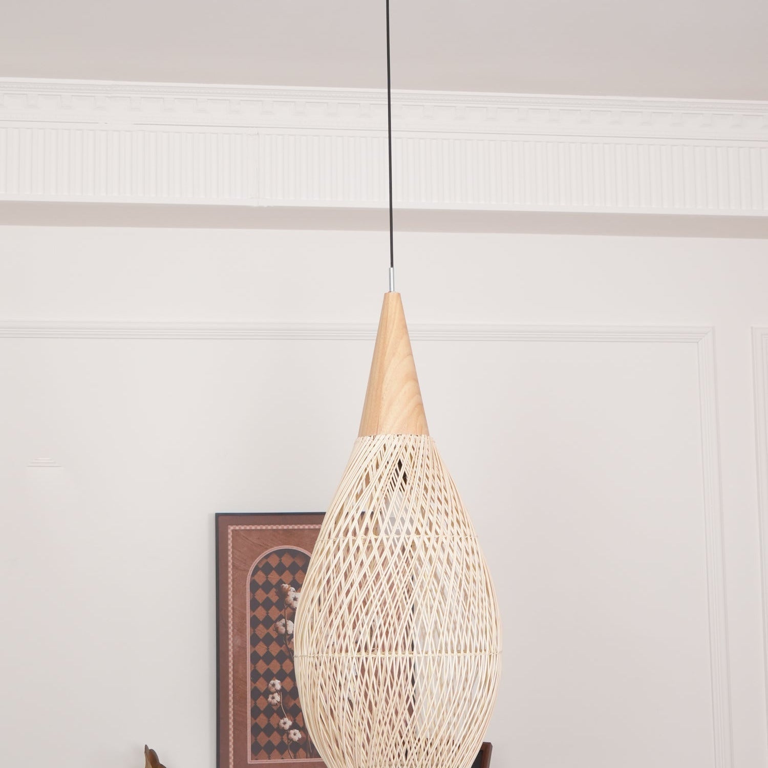 Evelyn Pendelleuchte aus geflochtenem Rattan für das Wohnzimmer