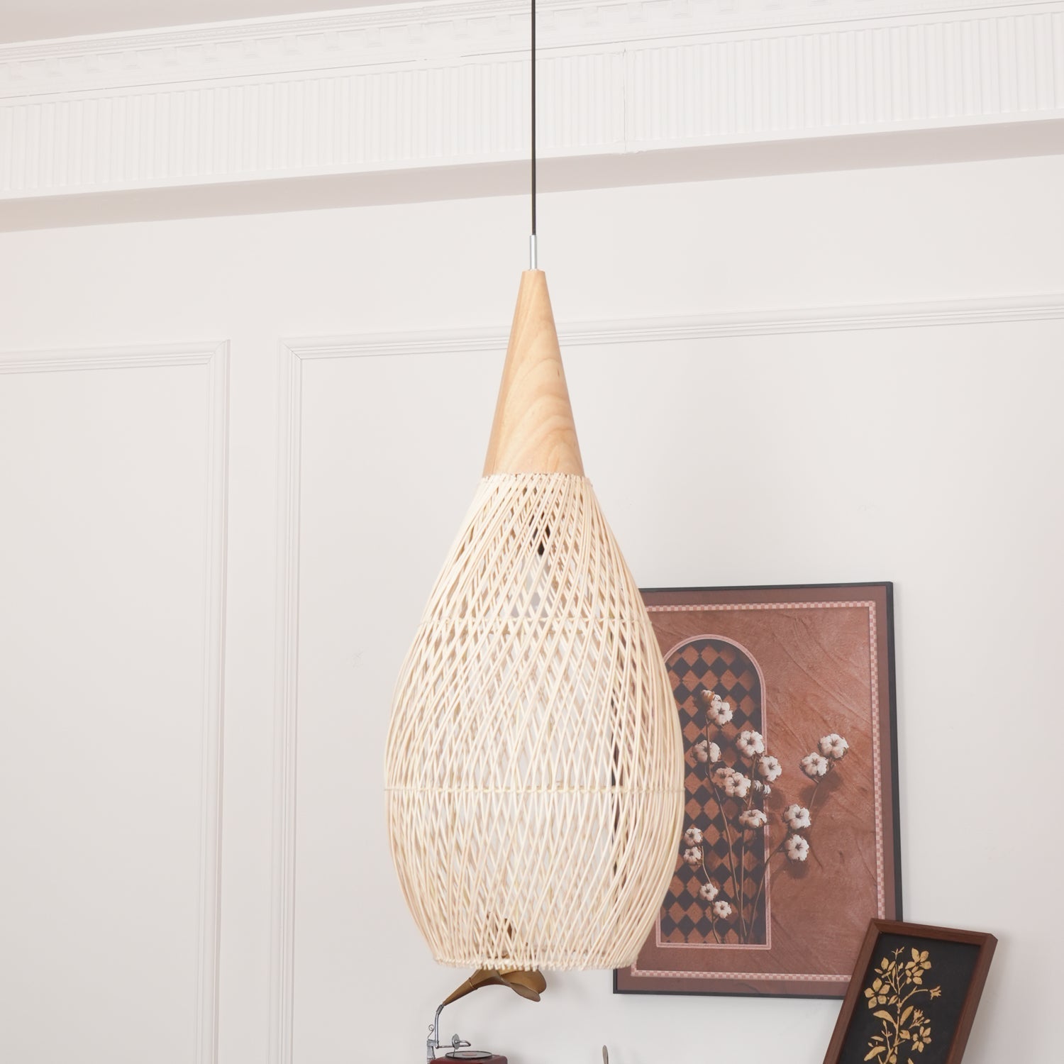 Evelyn Pendelleuchte aus geflochtenem Rattan für das Wohnzimmer