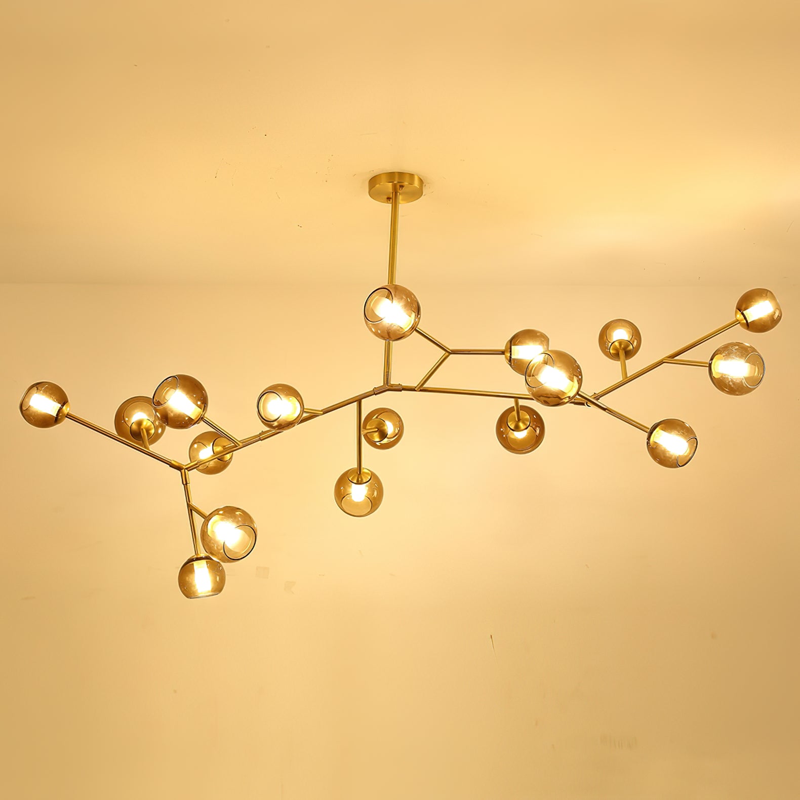 Kinetic Messing-Glas-Kronleuchter-Letslighting