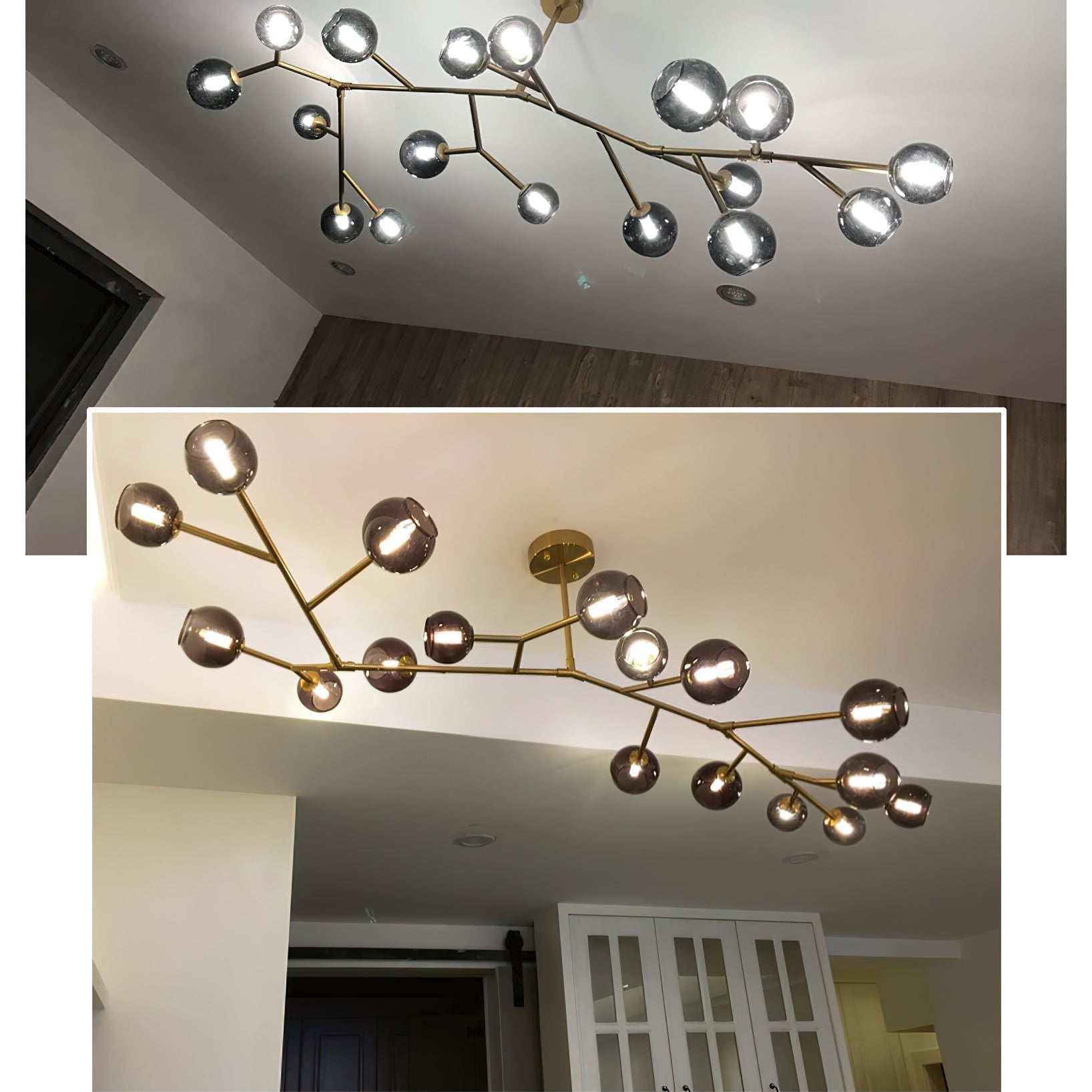 Kinetic Messing-Glas-Kronleuchter-Letslighting