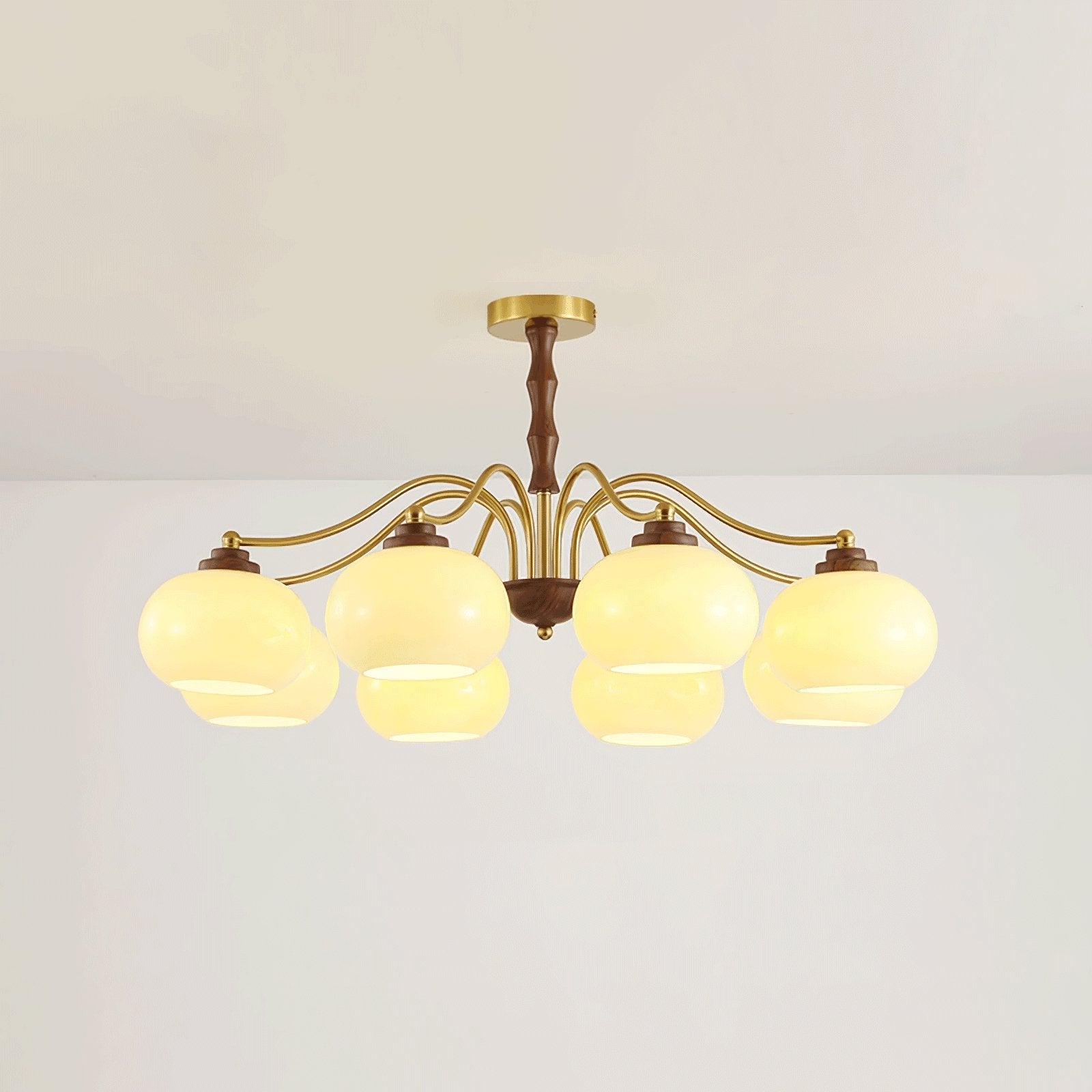 Lustra Kronleuchter Walnuss Glas Globus-Letslighting