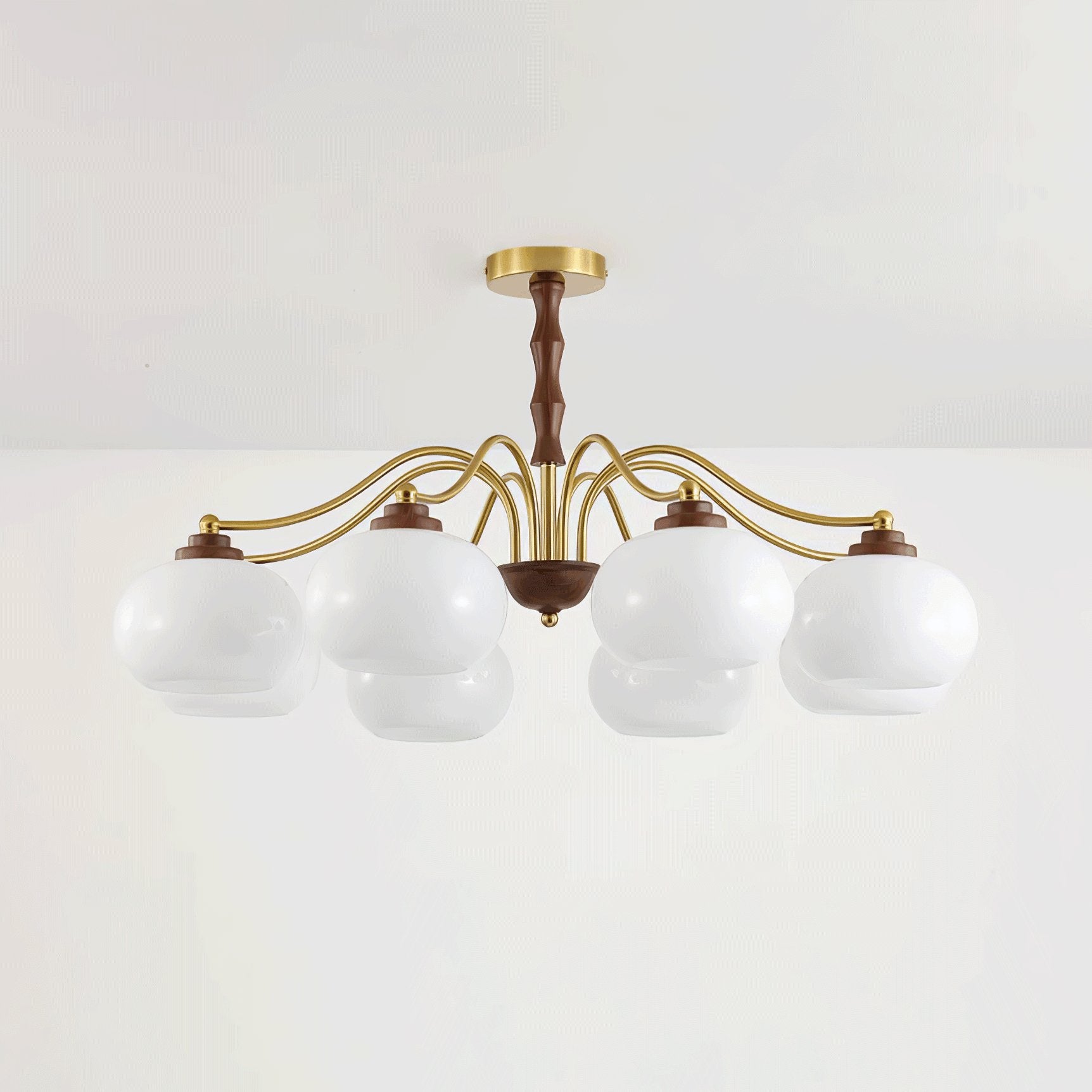 Lustra Kronleuchter Walnuss Glas Globus-Letslighting