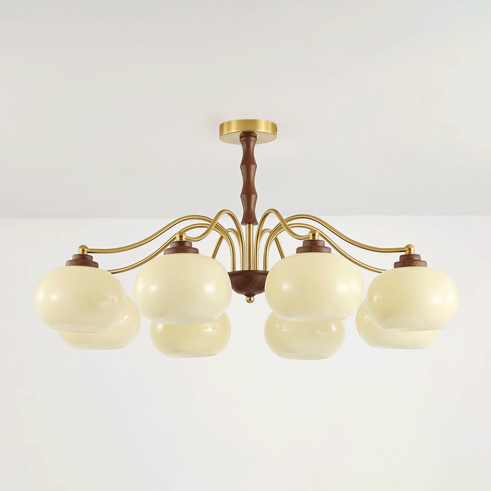 Lustra Kronleuchter Walnuss Glas Globus-Letslighting