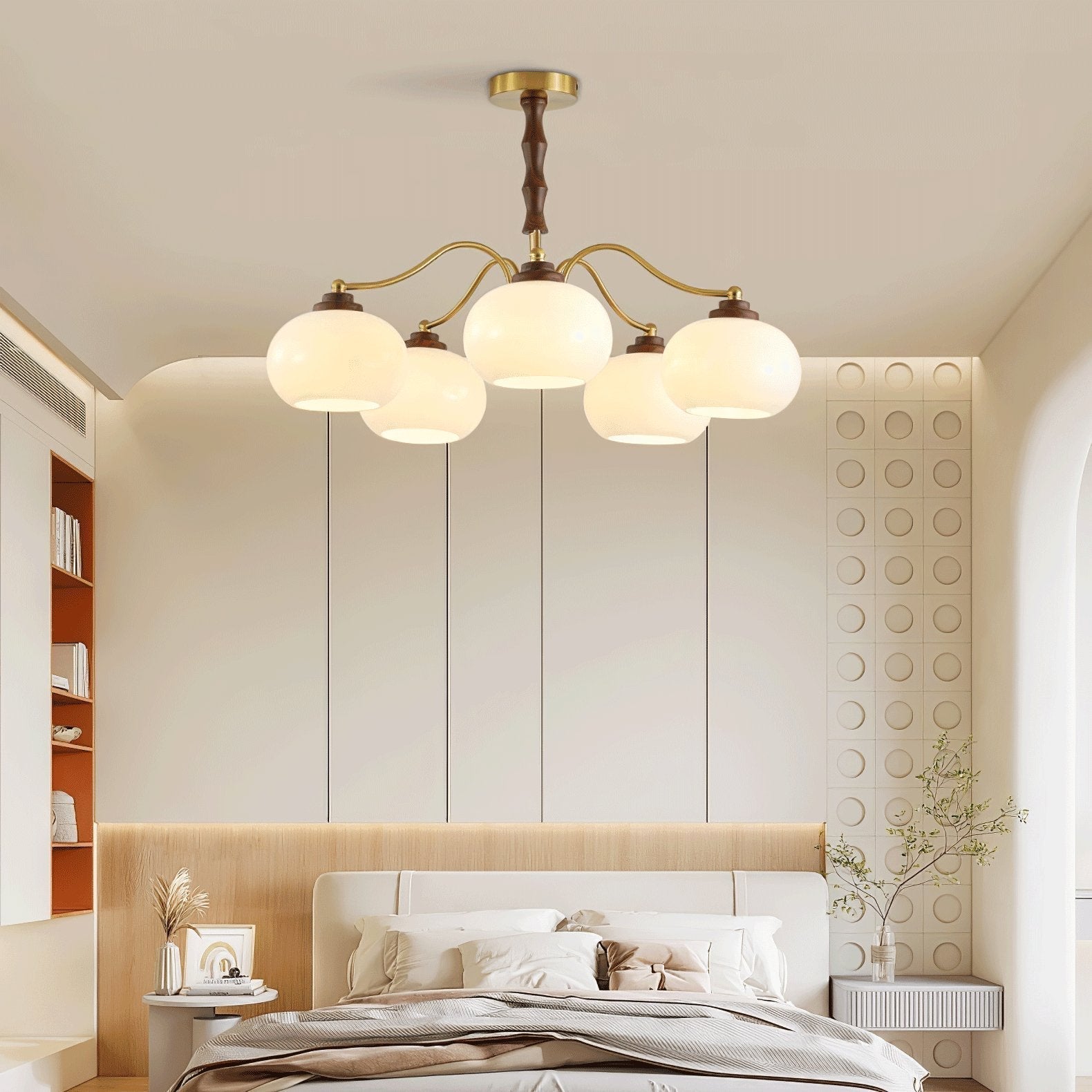 Lustra Kronleuchter Walnuss Glas Globus-Letslighting