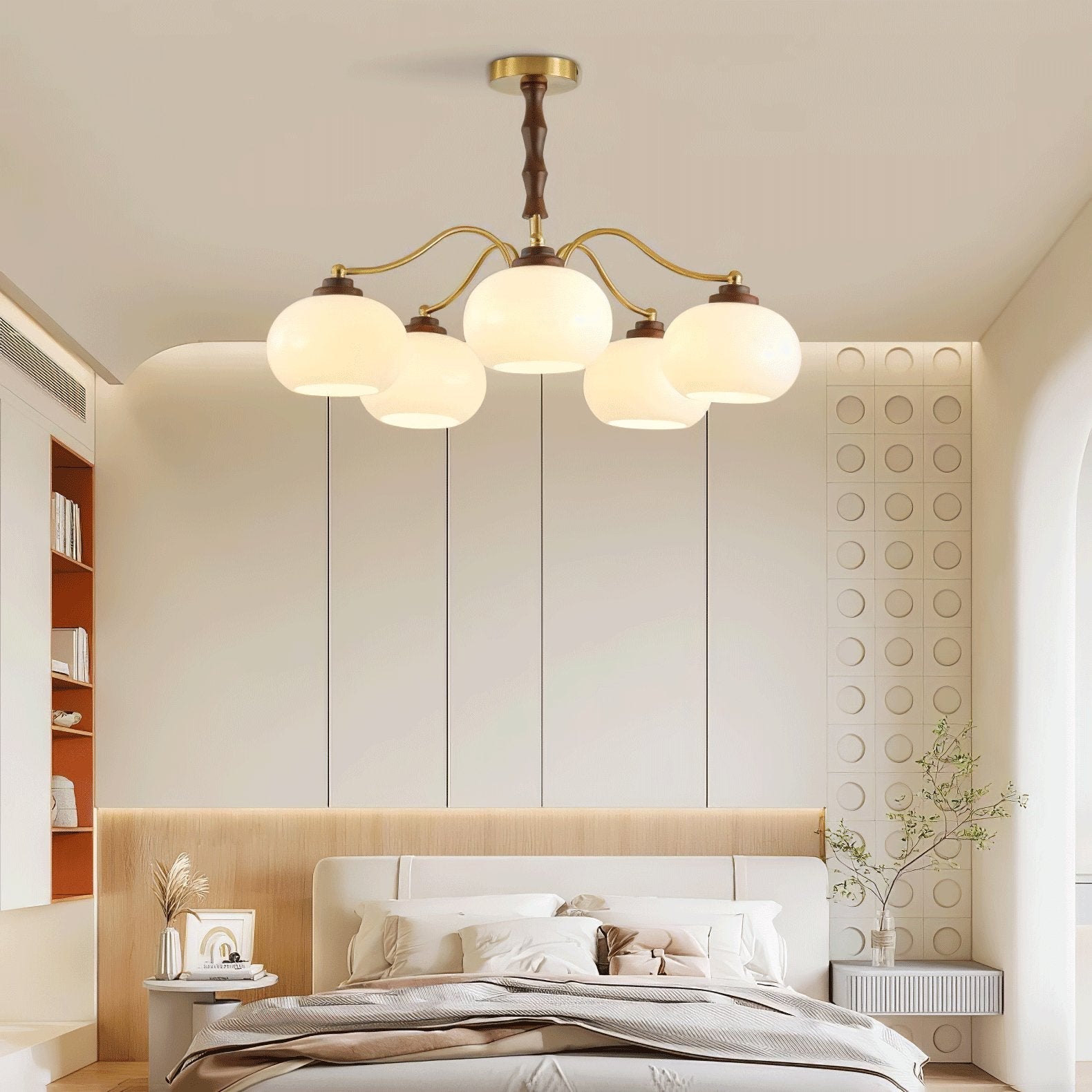 Lustra Kronleuchter Walnuss Glas Globus-Letslighting