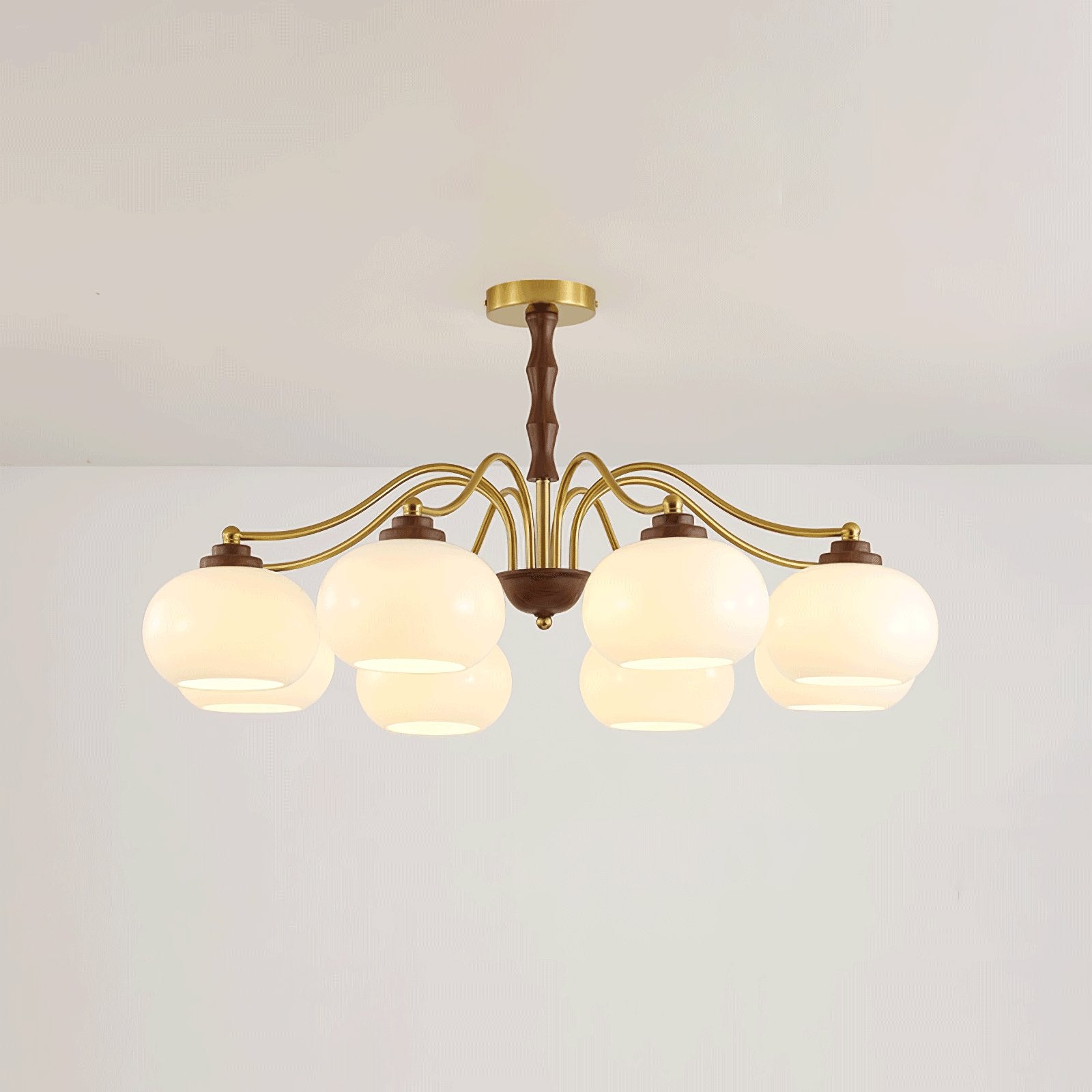 Lustra Kronleuchter Walnuss Glas Globus-Letslighting