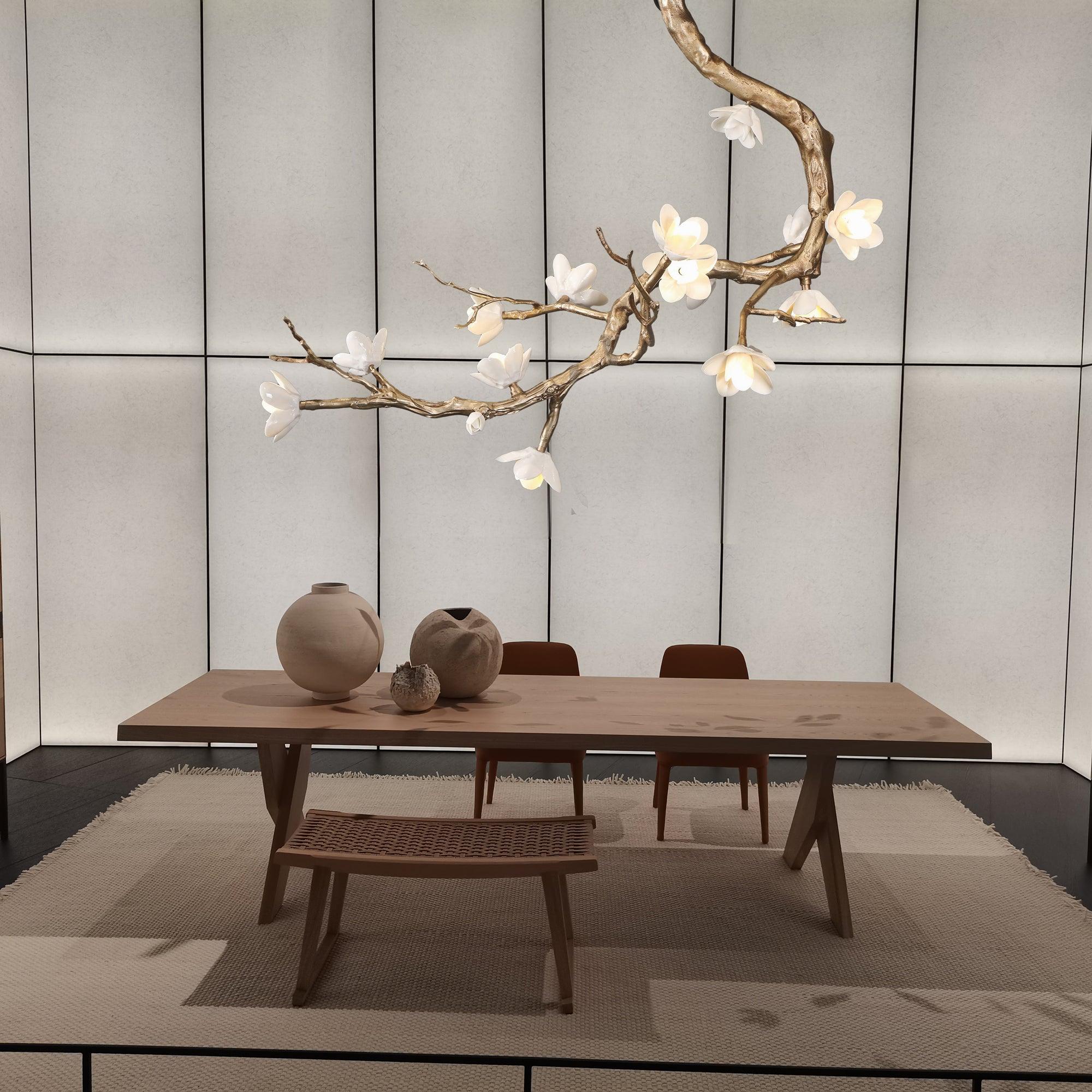 Lustra Kronleuchter Messing Blume Zweig Natur-Letslighting