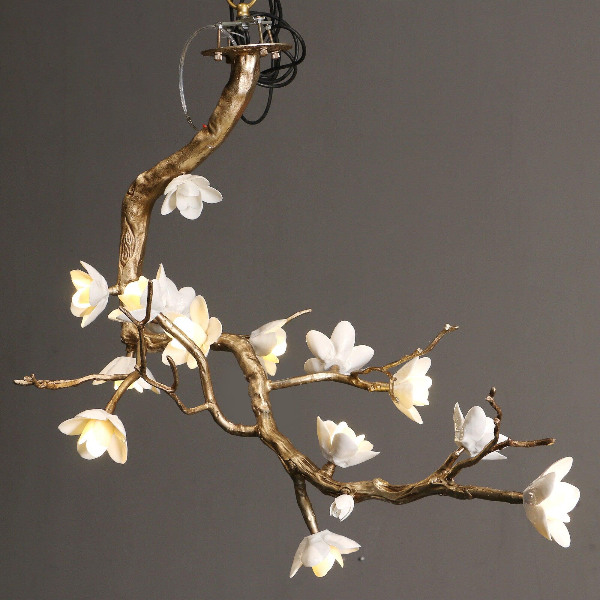 Lustra Kronleuchter Messing Blume Zweig Natur-Letslighting