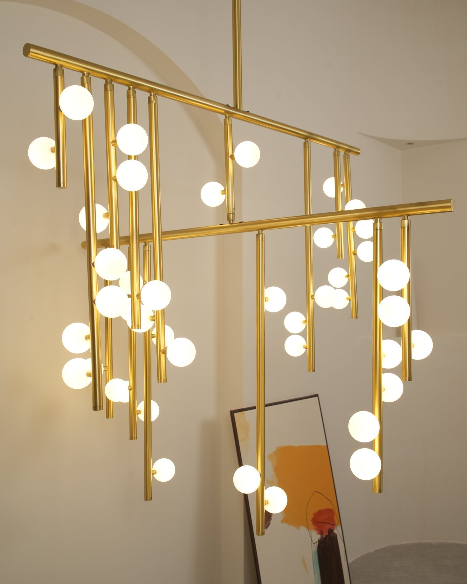 Eurzoris Geometrischer Linearer Kronleuchter aus Messing-Letslighting
