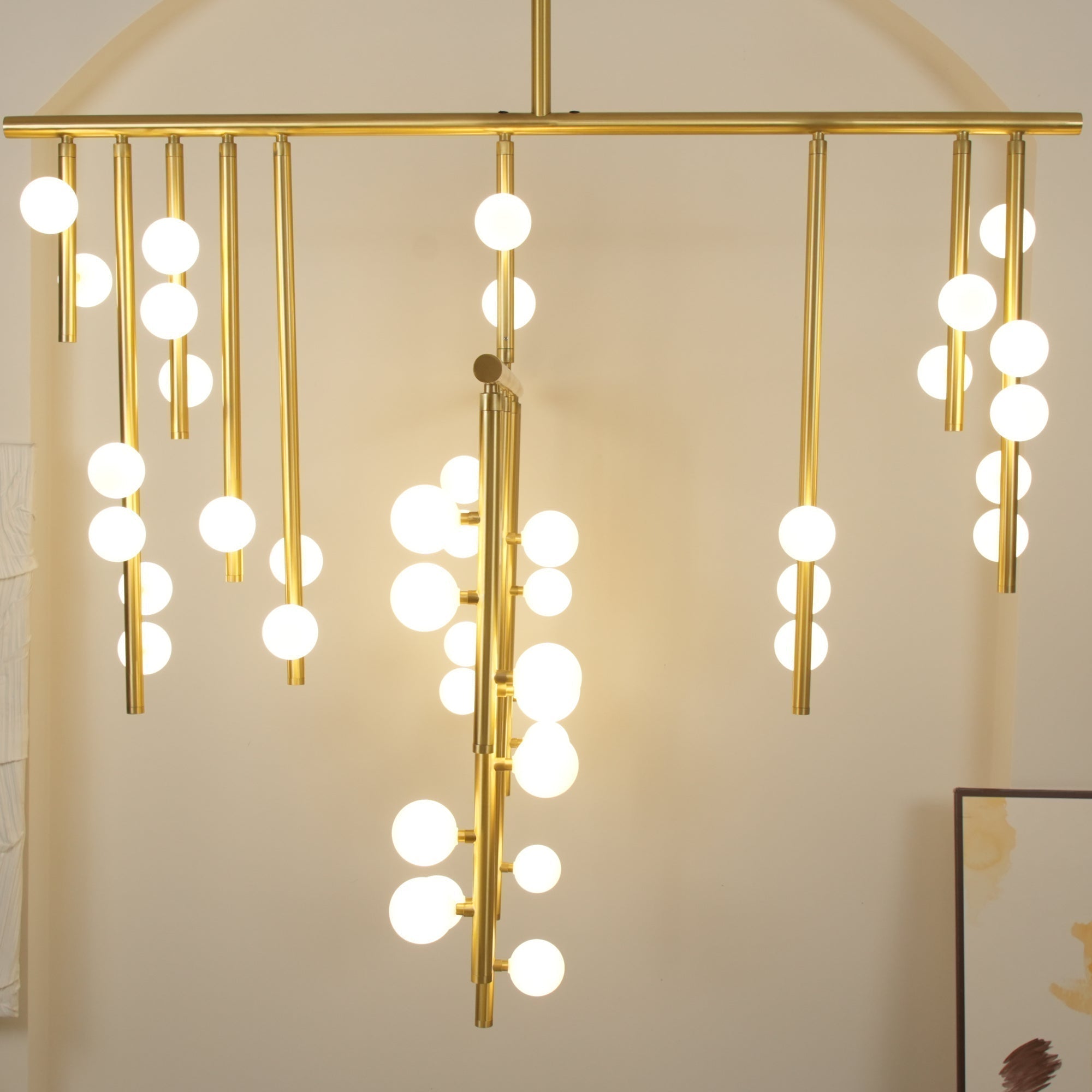 Eurzoris Geometrischer Linearer Kronleuchter aus Messing-Letslighting