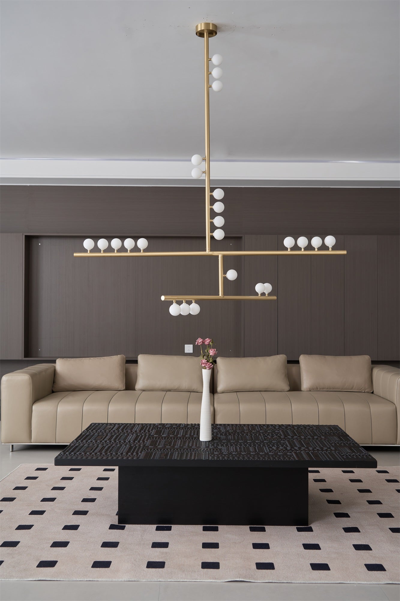 Eurzoris Geometrischer Linearer Kronleuchter aus Messing-Letslighting