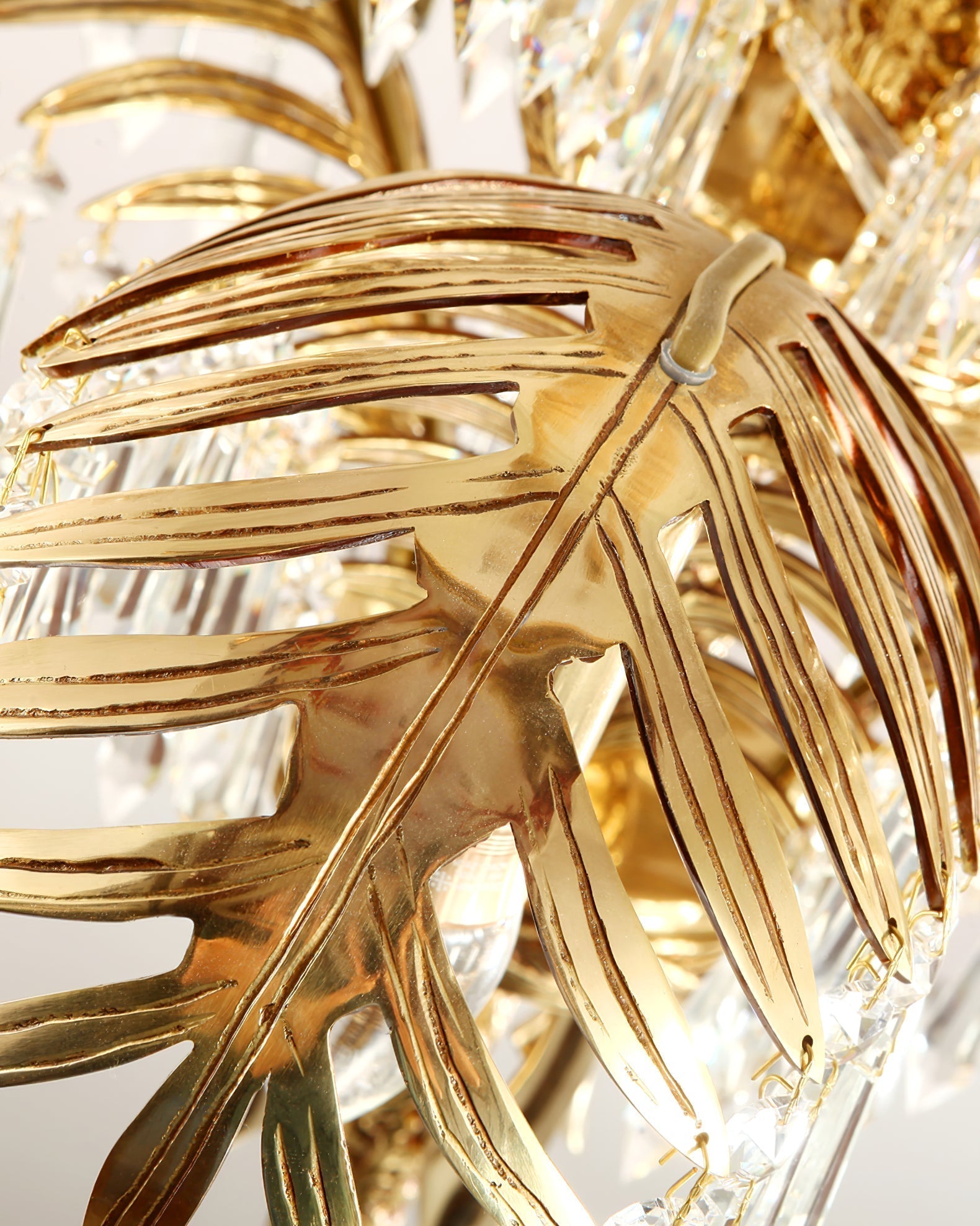 Zenith Luxury Palm Leaf Brass Crystal Chandelier - Letslighting
