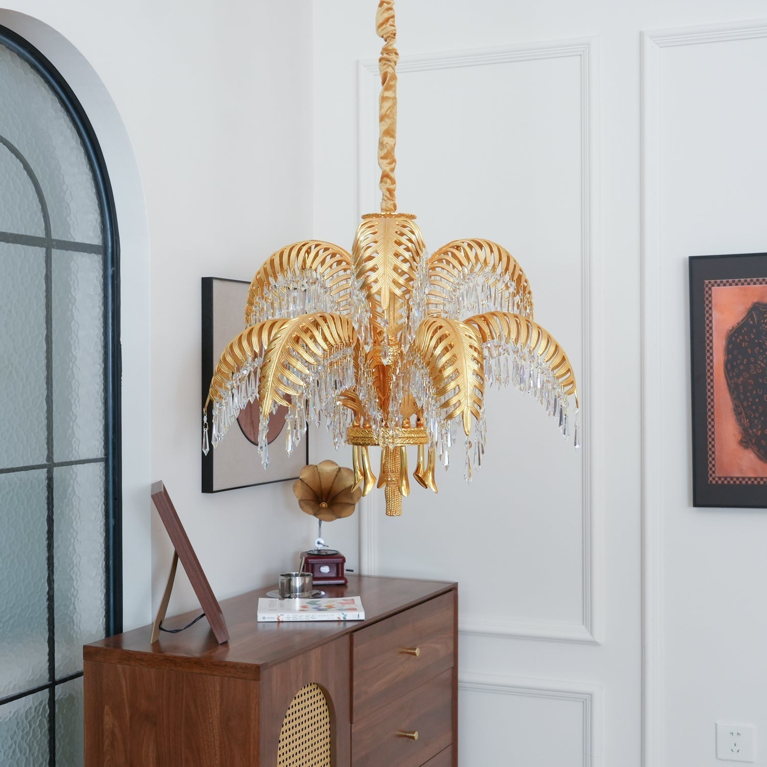 Zenith Luxury Palm Leaf Brass Crystal Chandelier - Letslighting