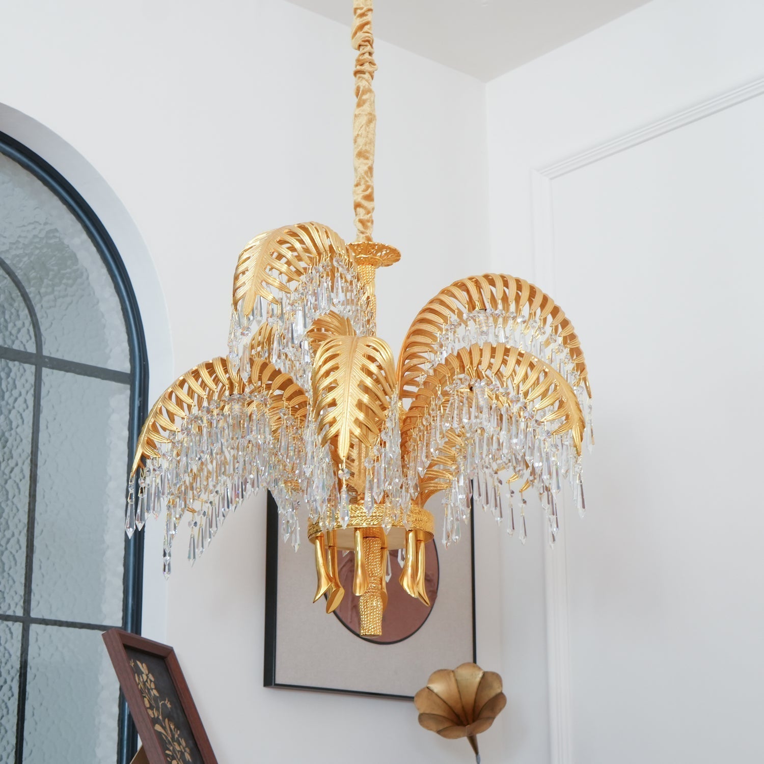 Zenith Luxury Palm Leaf Brass Crystal Chandelier - Letslighting