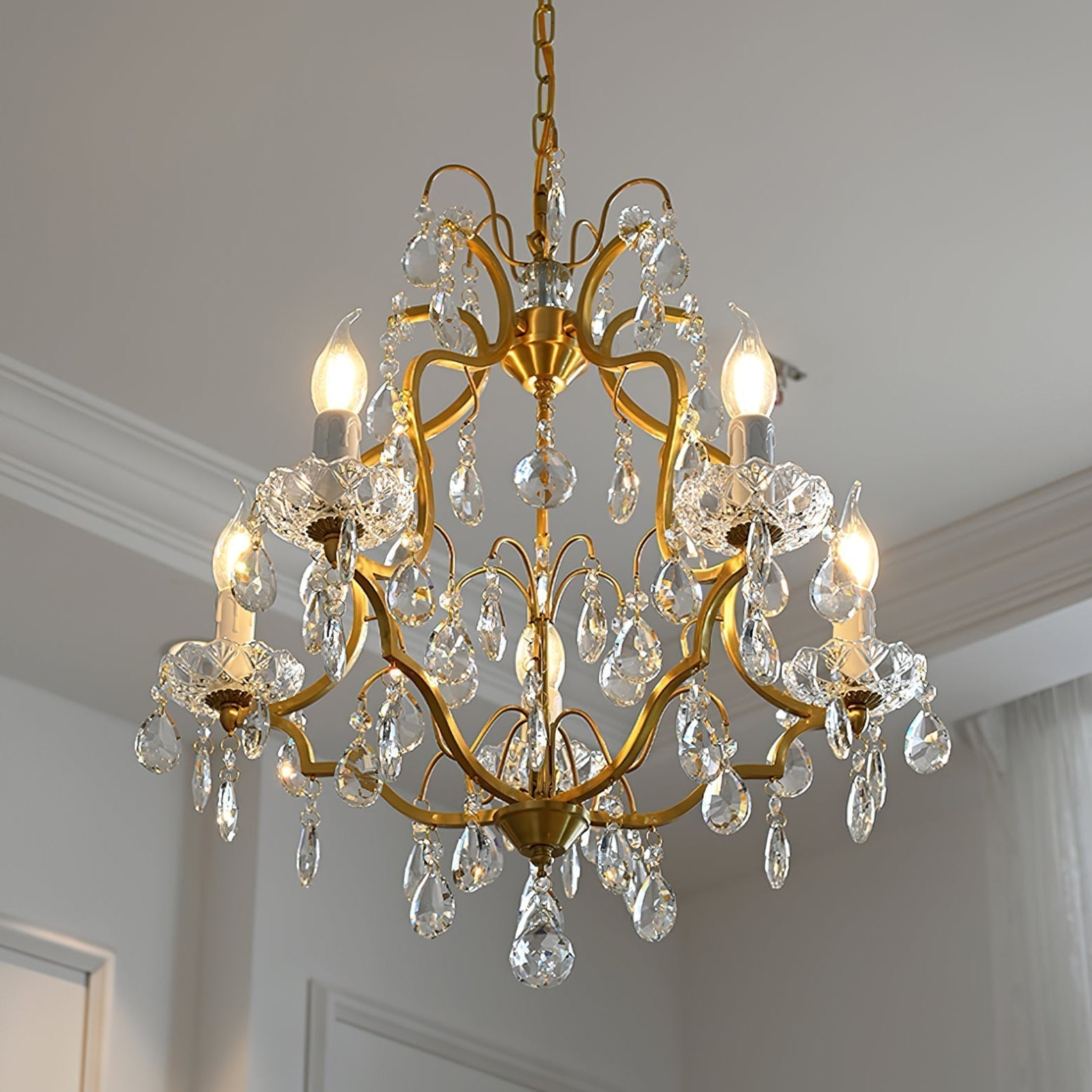 Cevinyra Postmoderner Luxus Messing Kristall Ranken Kronleuchter-Letslighting