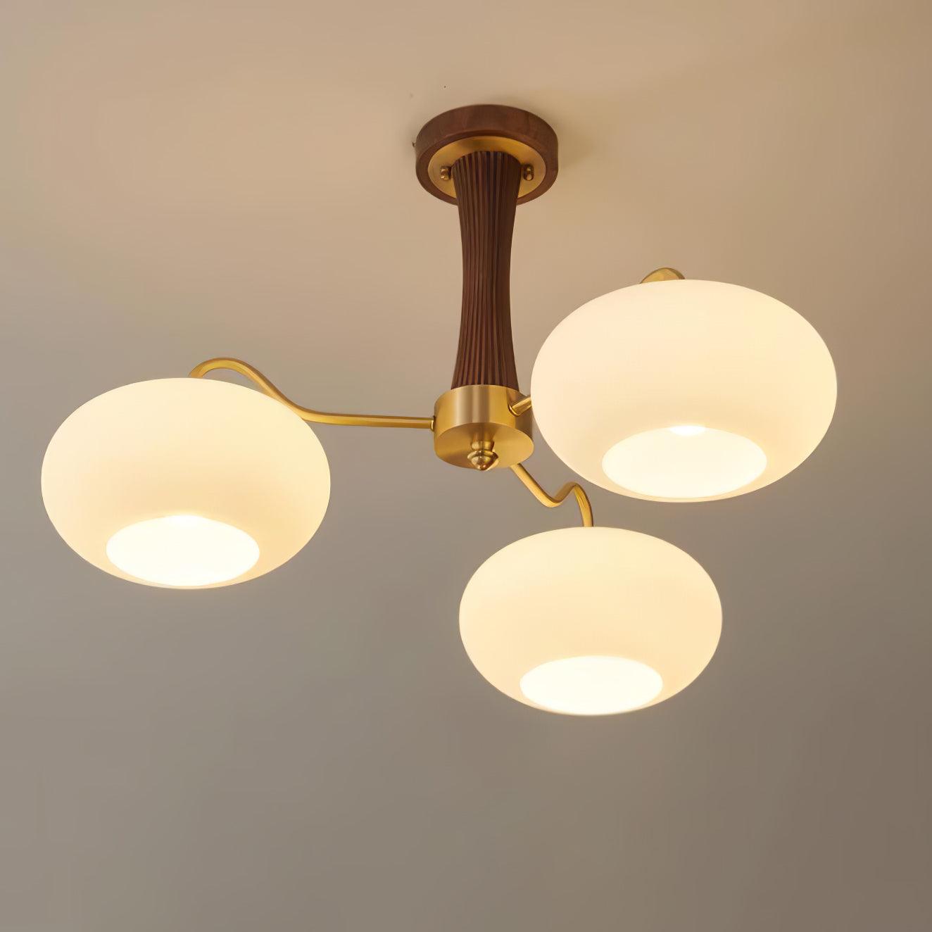 Candy Messing Holz Glas Kronleuchter in Kaki
