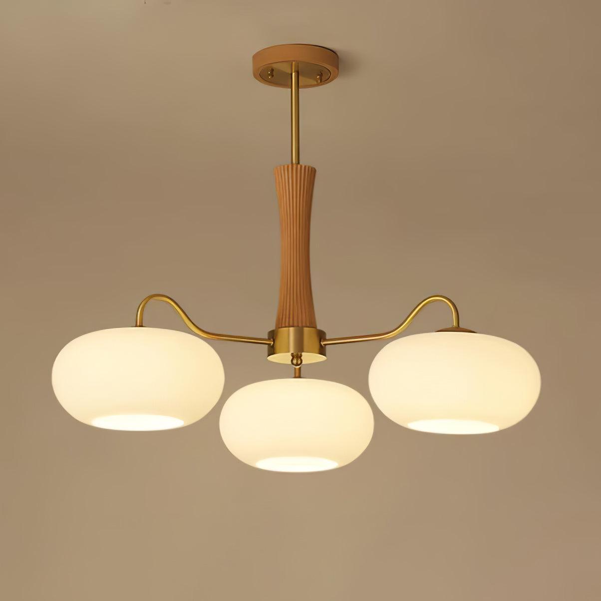 Candy Messing Holz Glas Kronleuchter in Kaki