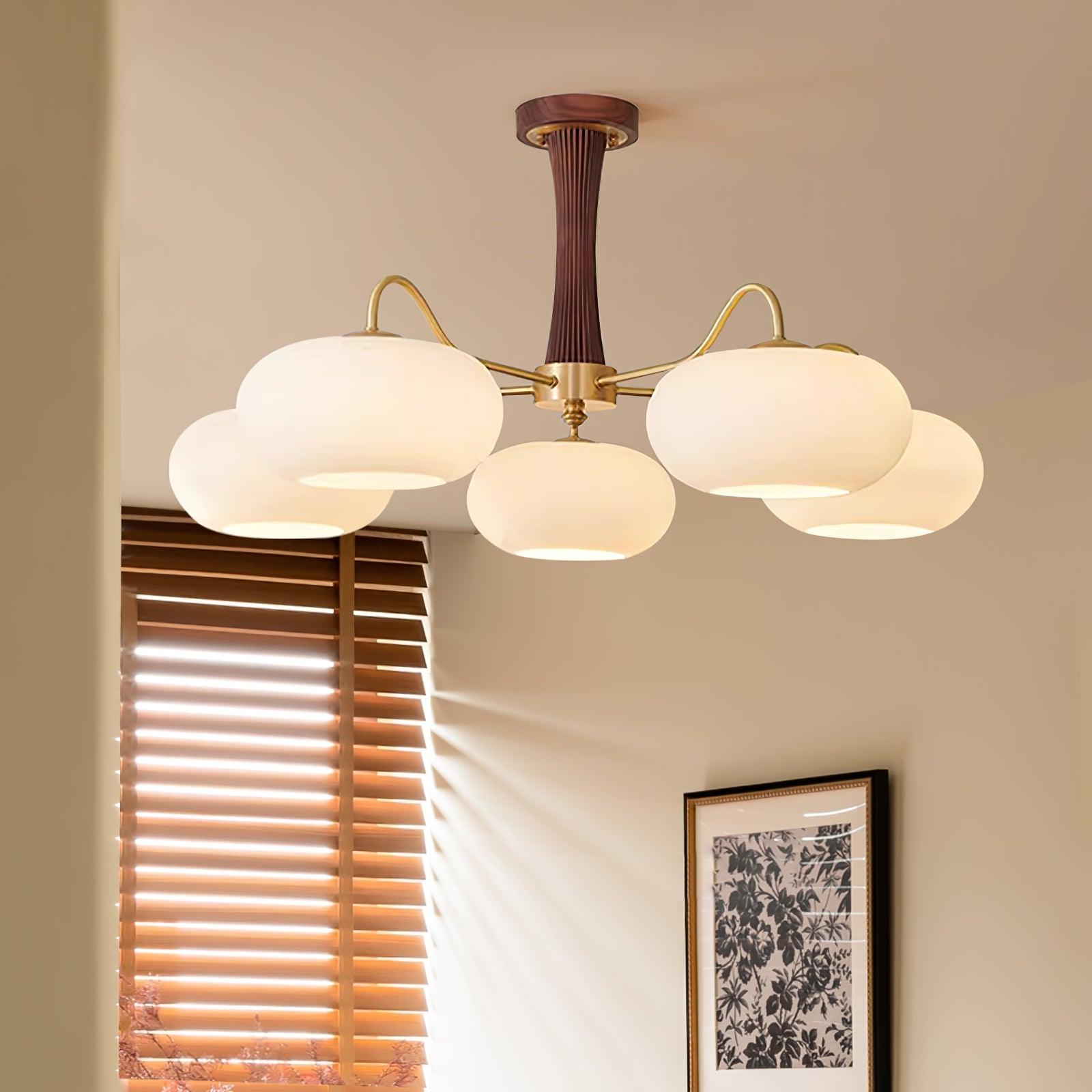 Lustra Kronleuchter Messing Holz Persimone-Letslighting