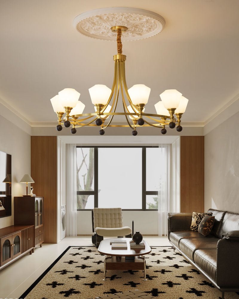 Nyraeyra Premium Nordic Art Kronleuchter aus Messing und Holz-Letslighting
